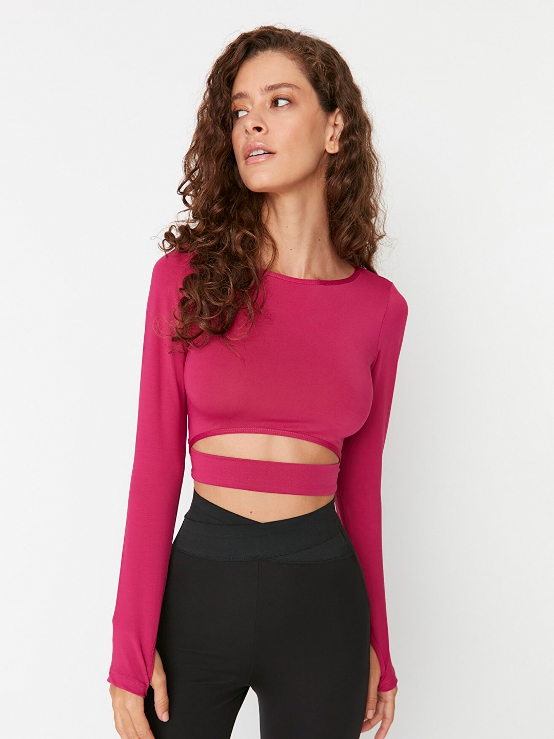 Trendyol Fuchsia Cut Out Fitted Crop Top