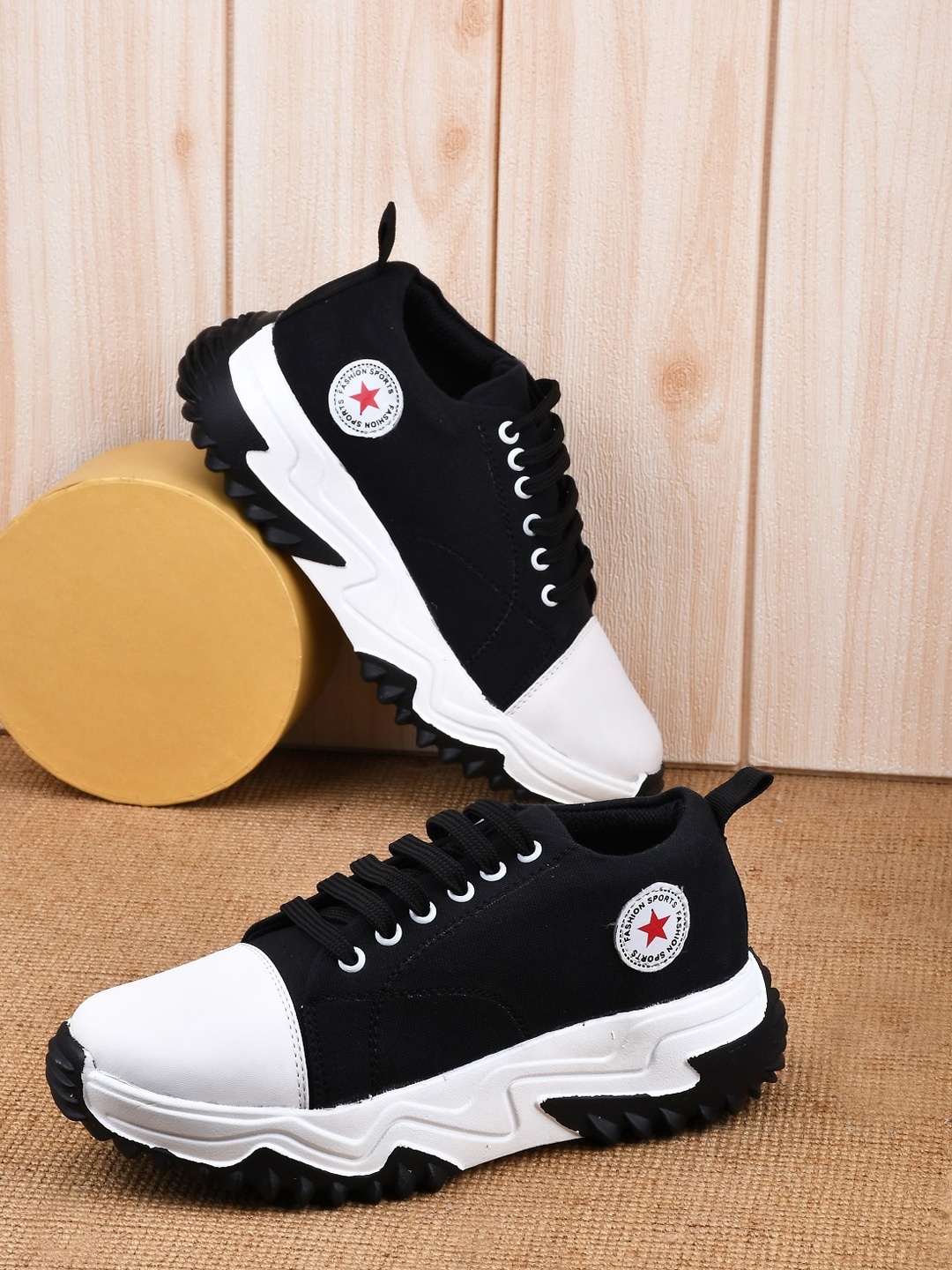 Try Me Women Black Colourblocked High-Top Sneakers