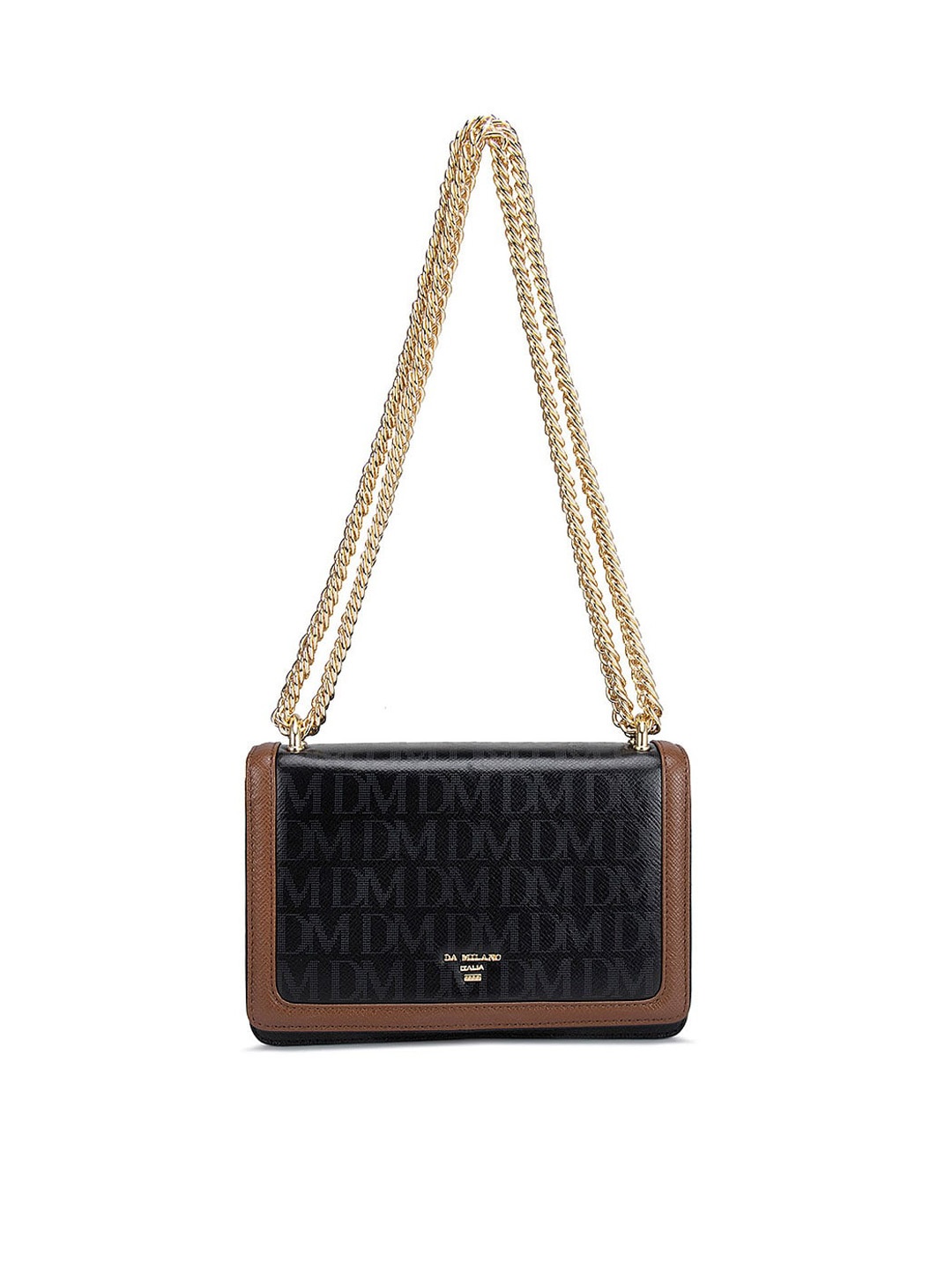 Da Milano Black Leather Structured Shoulder Bag