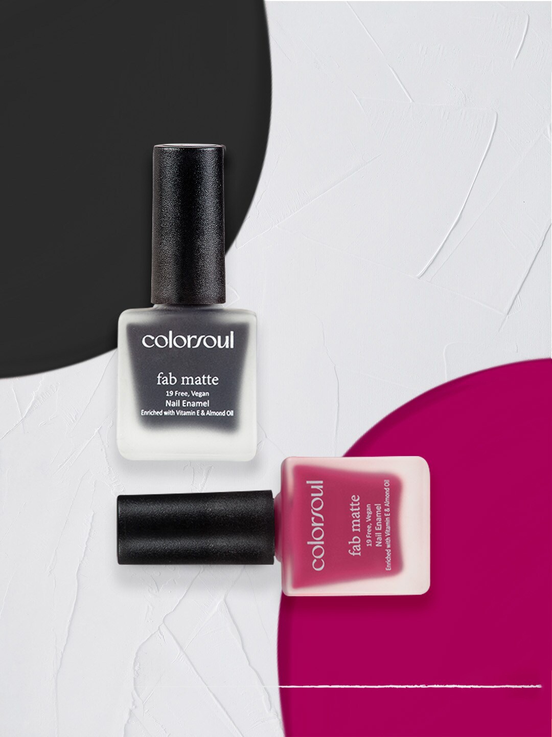Colorsoul Set of 2 Fab Matte Vegan Nail Enamel- Thunder Black & Fuschia Madness 8ml, Pink
Colorsoul Set of 2 Fab Matte Vegan Nail Enamel- Thunder Black & Fuschia Madness 8ml, Pink