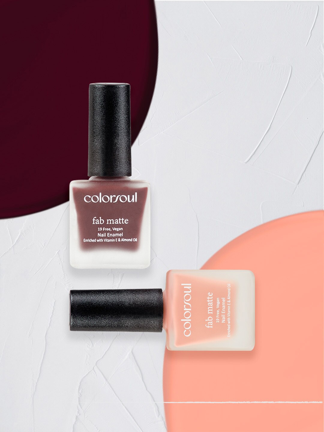 Colorsoul Set of 2 Fab Matte Vegan Nail Enamel with Vitamin E & Almond Oil 8 ml (Each)-Subtle Nude F02 & Plum Mischief F08, Burgundy
Colorsoul Set of 2 Fab Matte Vegan Nail Enamel with Vitamin E & Almond Oil 8 ml (Each)-Subtle Nude F02 & Plum Mischief F08, Burgundy