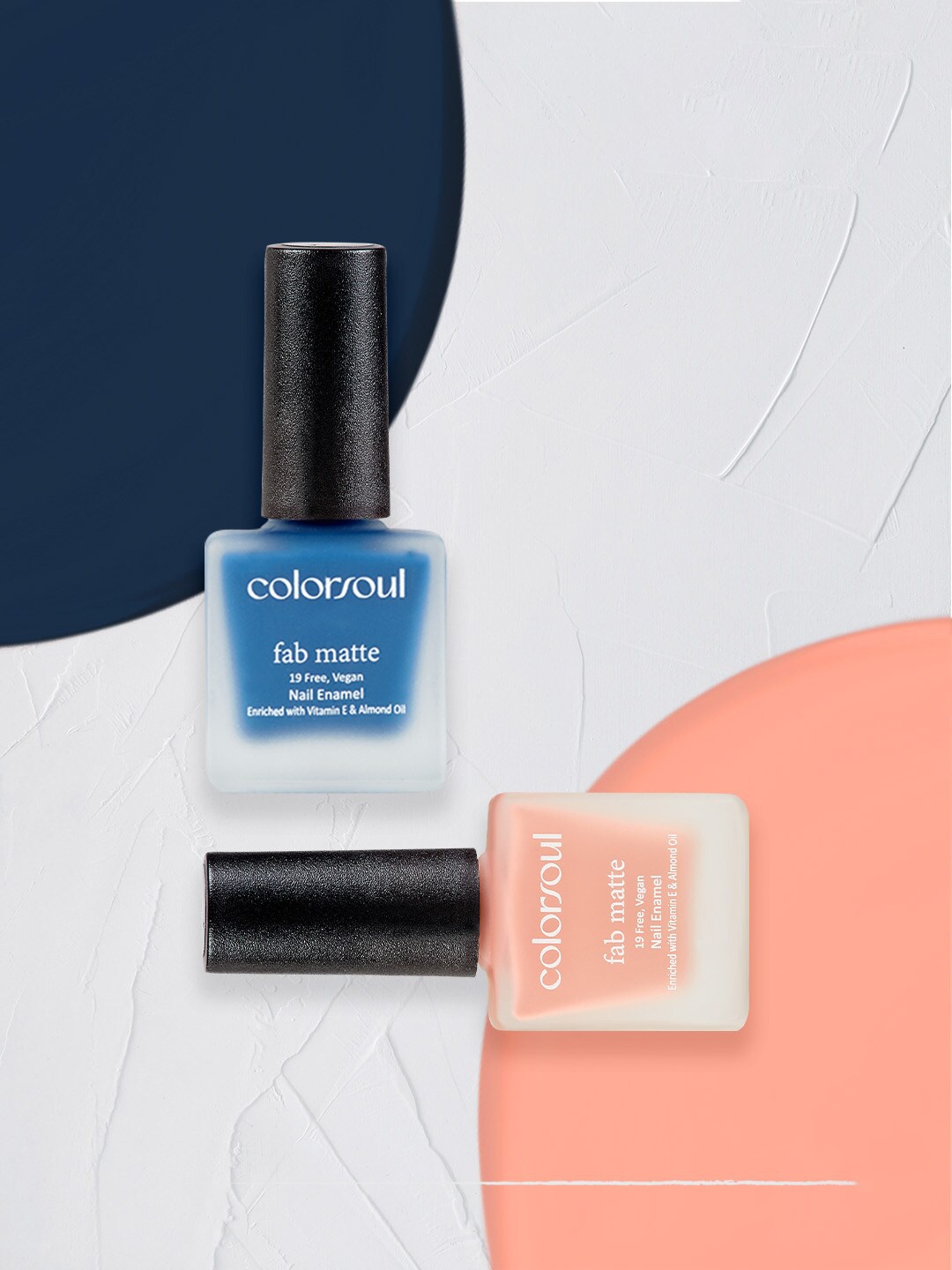 Colorsoul Set of 2 Fab Matte Vegan Nail Enamel with Vitamin E & Almond Oil 8 ml (Each)-Subtle Nude F02 & Noble Blue F13
Colorsoul Set of 2 Fab Matte Vegan Nail Enamel with Vitamin E & Almond Oil 8 ml (Each)-Subtle Nude F02 & Noble Blue F13