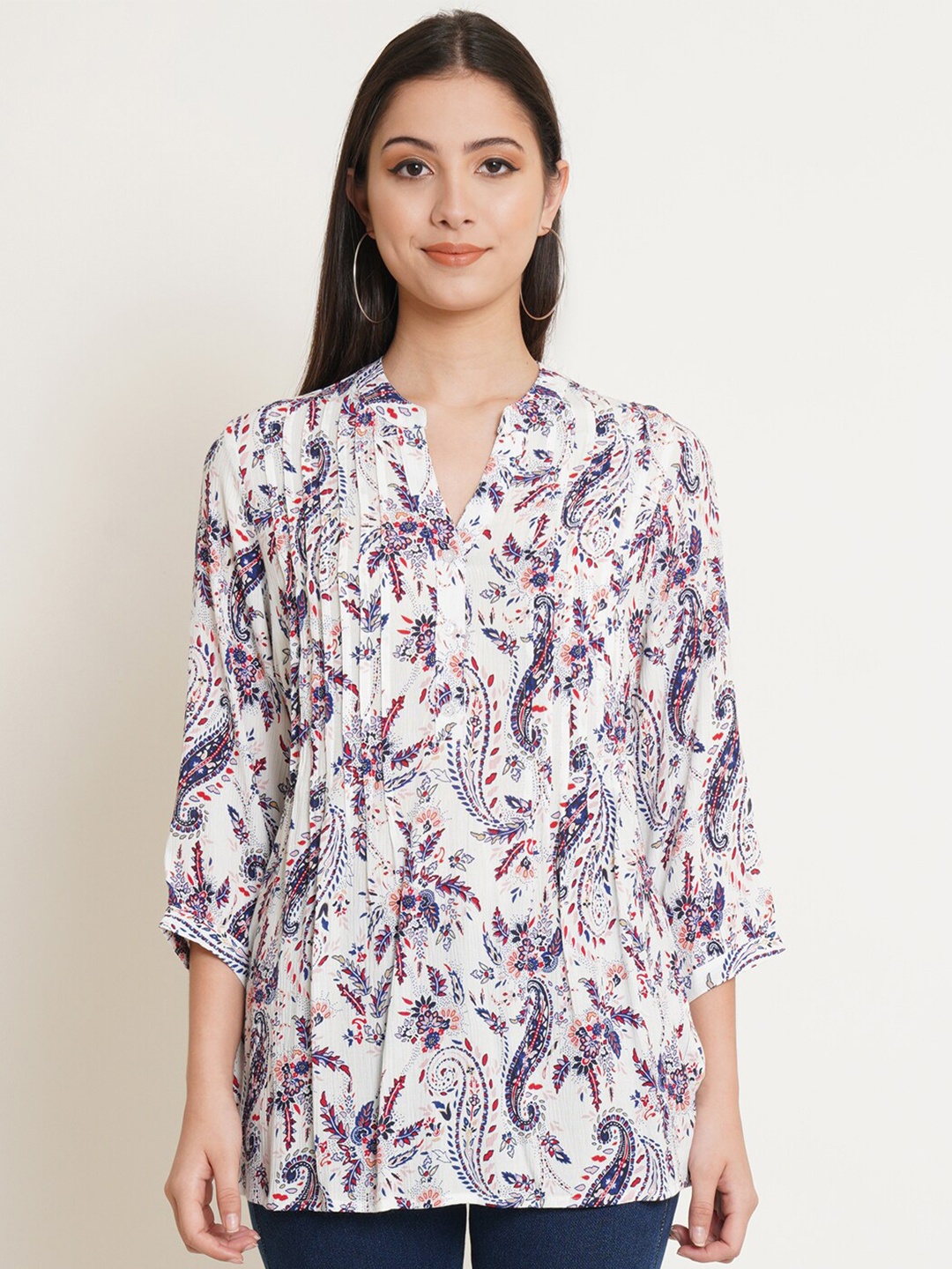 IX IMPRESSION Women Plus Size White & Blue Floral Printed Rayon Longline Top
IX IMPRESSION Women Plus Size White & Blue Floral Printed Rayon Longline Top