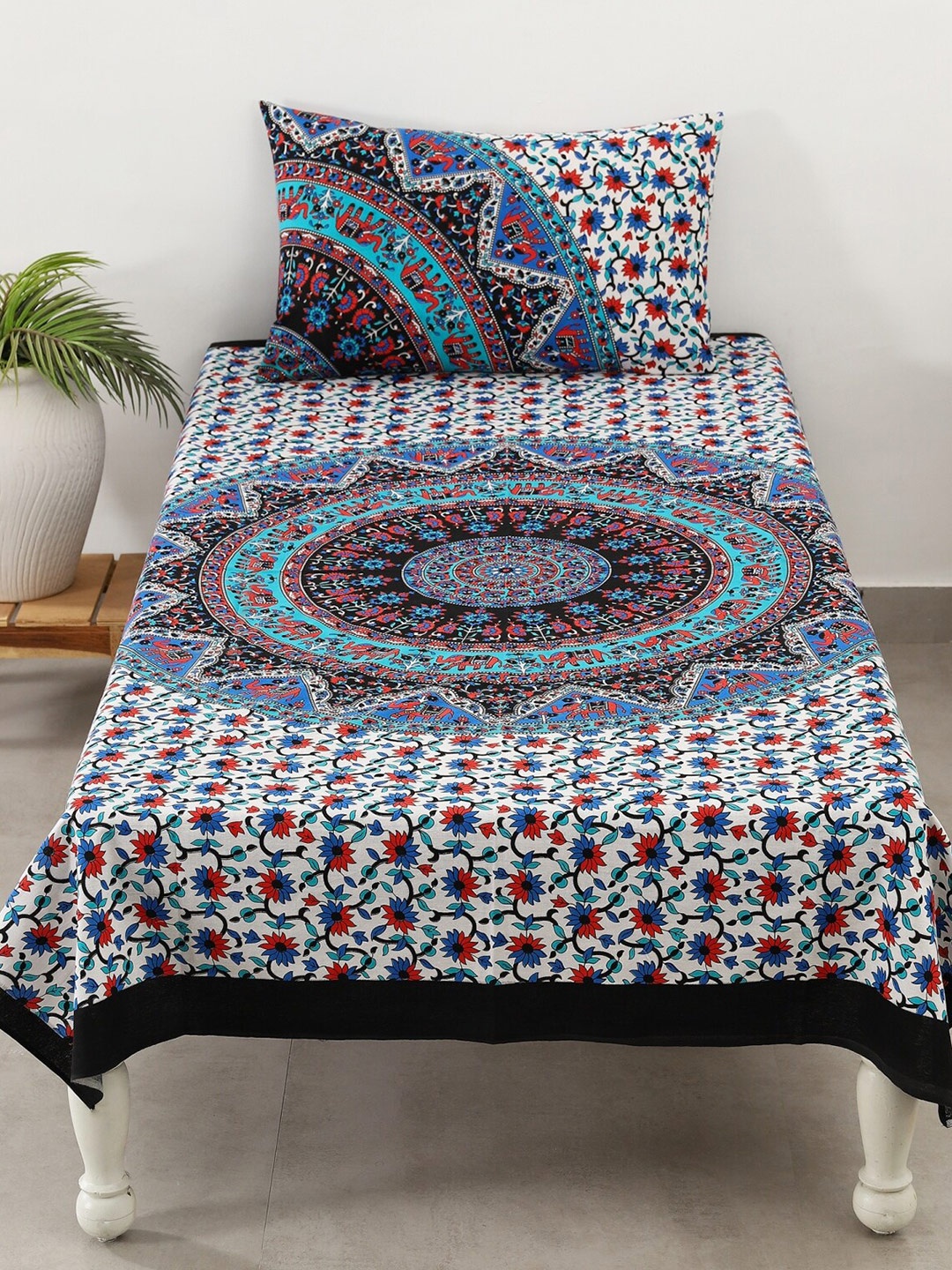 HANDICRAFT PALACE Blue And White 144 TC Mandala Cotton Single Bedsheet With 1 Pillow Cover
HANDICRAFT PALACE Blue And White 144 TC Mandala Cotton Single Bedsheet With 1 Pillow Cover