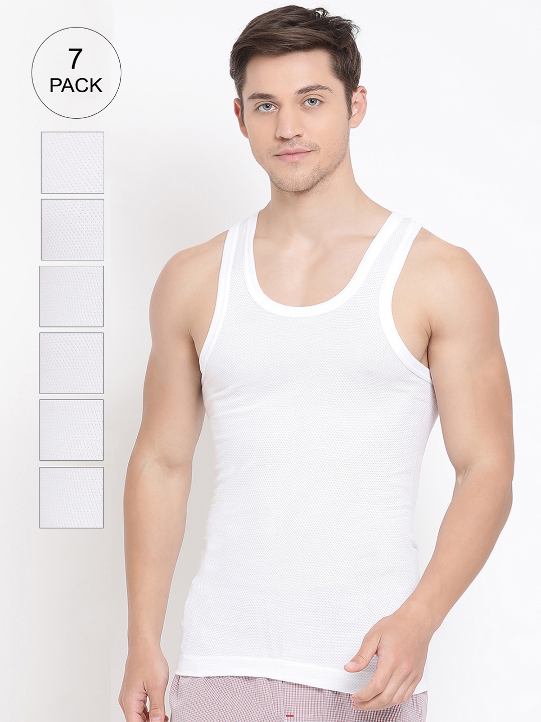 Lux Cozi Men Pack Of 7 Solid Aircool Breathable Cotton Basic Innerwear Sleeveless Vests, White
Lux Cozi Men Pack Of 7 Solid Aircool Breathable Cotton Basic Innerwear Sleeveless Vests, White