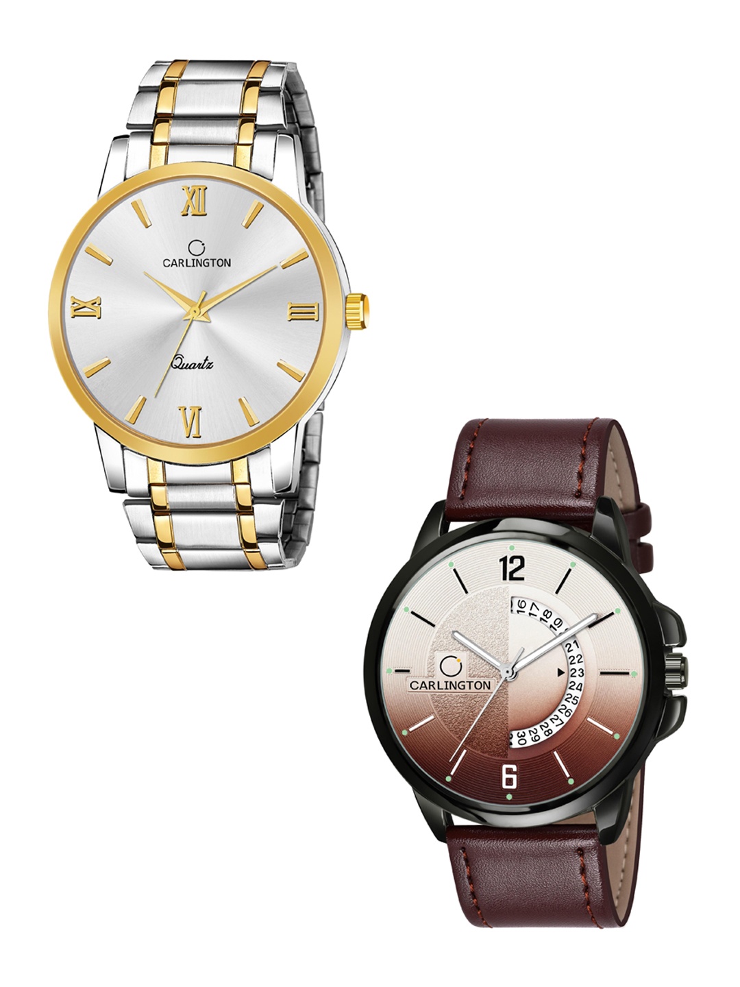 CARLINGTON Men Pack Of 2 Multicoloured Dial & Leather Analogue Watch CT6210 SS-CT1030, Silver
CARLINGTON Men Pack Of 2 Multicoloured Dial & Leather Analogue Watch CT6210 SS-CT1030, Silver