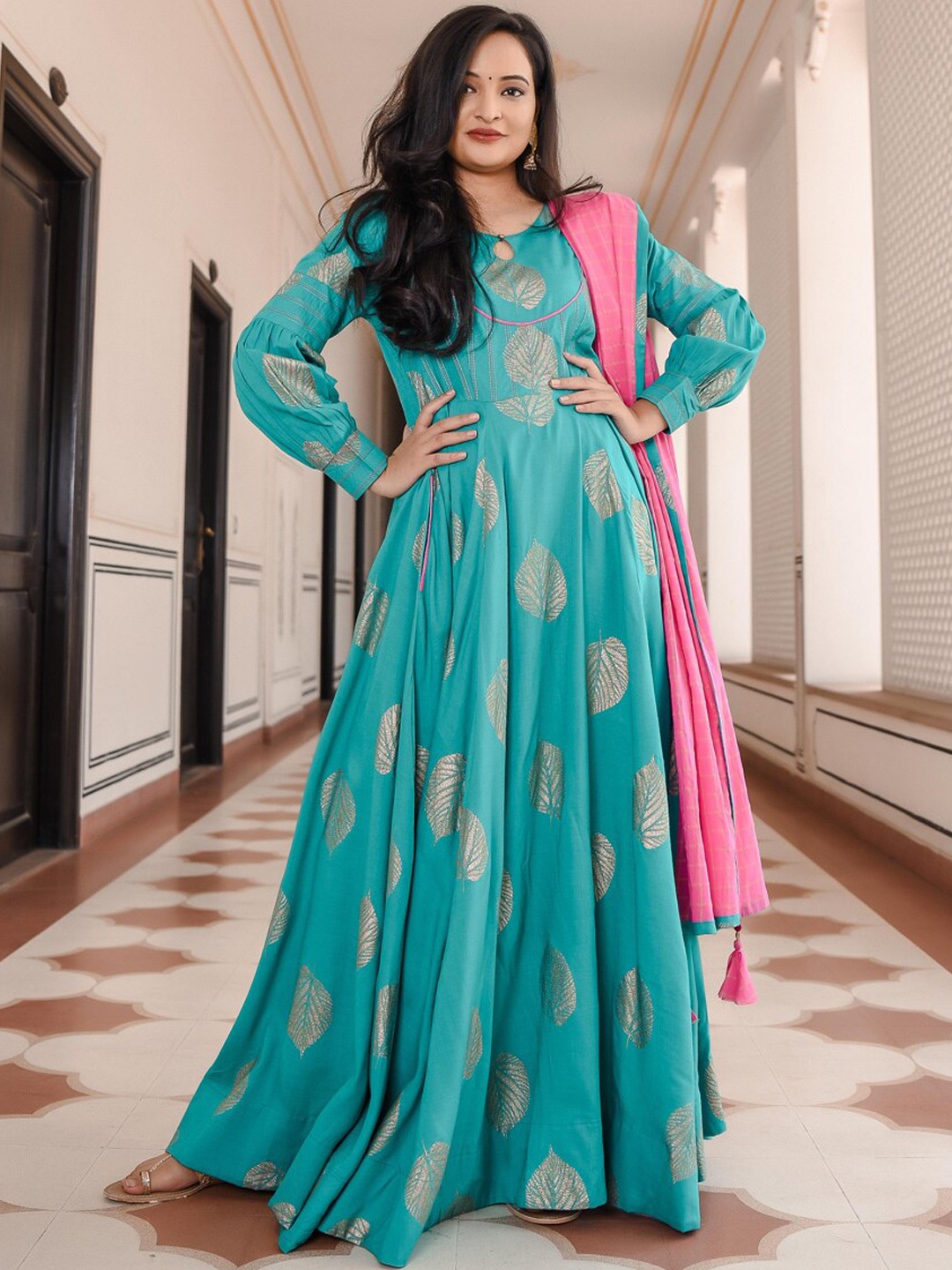 Indian Virasat Women Turquoise Blue Ethnic Motifs Printed Kurta with Trousers & Dupatta
Indian Virasat Women Turquoise Blue Ethnic Motifs Printed Kurta with Trousers & Dupatta