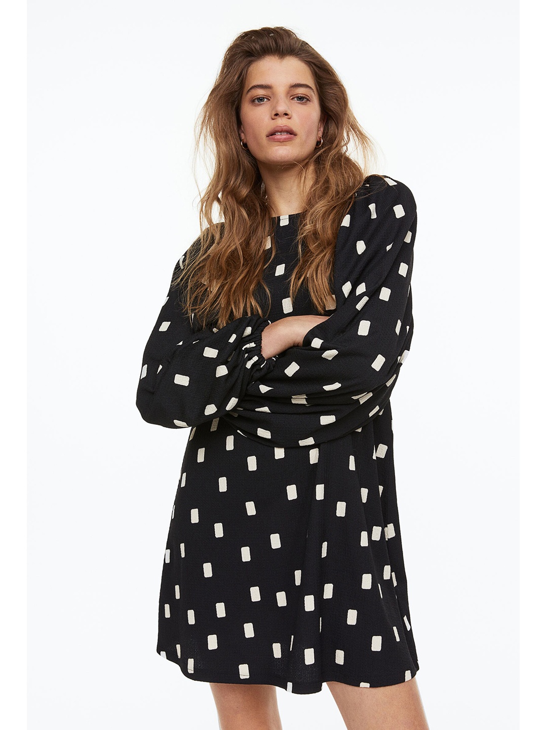 H&M Women Black Short Textured-Knit Dress