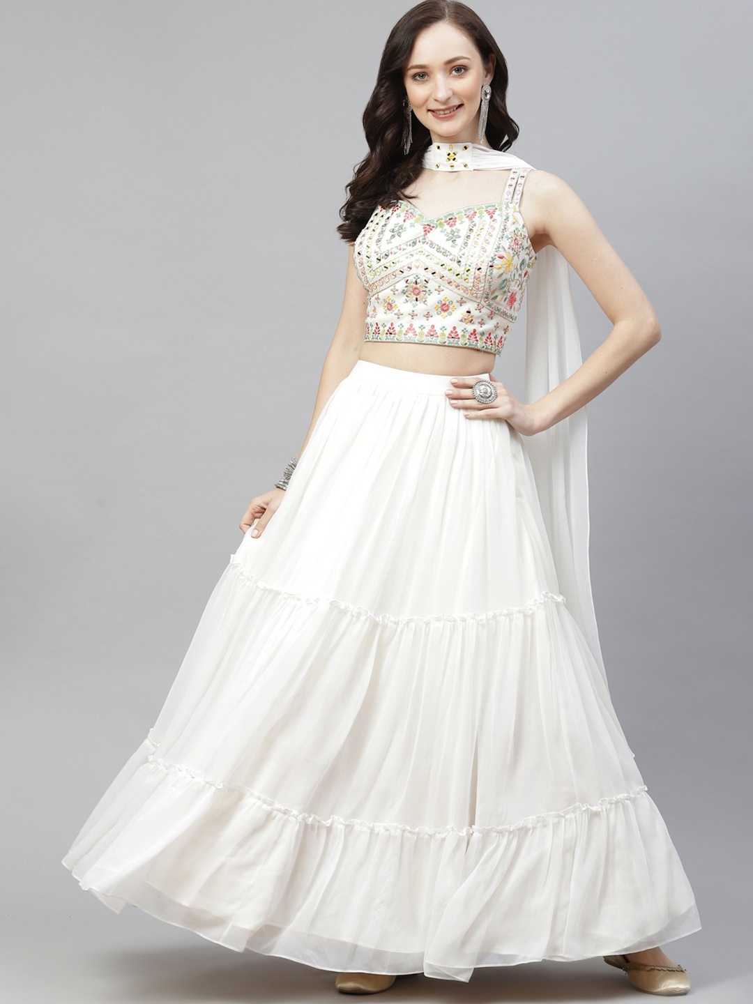 DRESSTIVE White & Yellow Embroidered Mirror Work Semi-Stitched Lehenga & Unstitched Blouse With Dupatta
DRESSTIVE White & Yellow Embroidered Mirror Work Semi-Stitched Lehenga & Unstitched Blouse With Dupatta