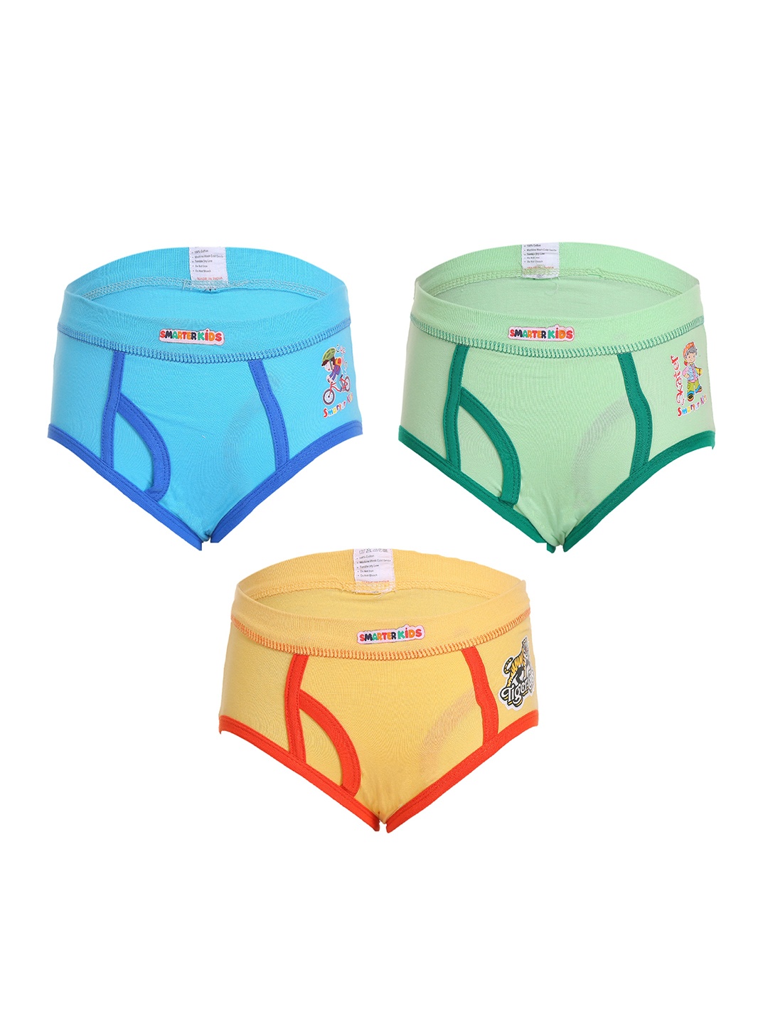 SMARTERKIDS Boys Pack Of 3 Self Designed Assorted Cotton Briefs
