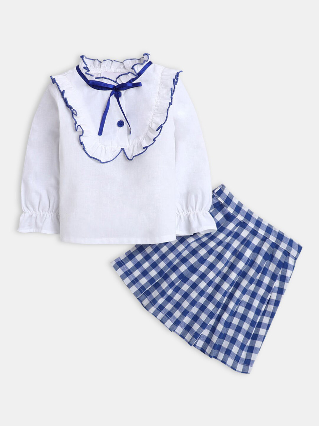 Hopscotch Girls White & Blue Top with Skirt
Hopscotch Girls White & Blue Top with Skirt