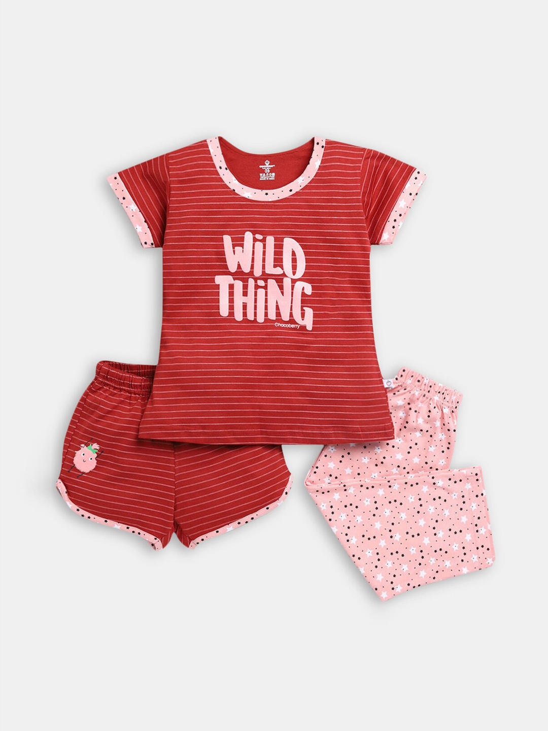 Hopscotch Girls Red & Pink Striped Top, Short and Pyjama Pure Cotton Night suit 1163000
Hopscotch Girls Red & Pink Striped Top, Short and Pyjama Pure Cotton Night suit 1163000