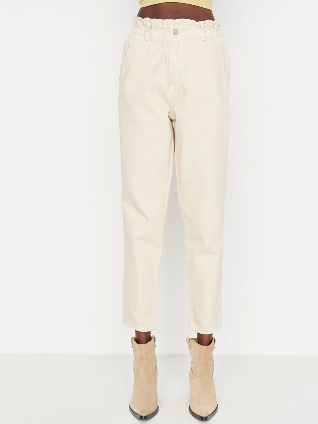 Trendyol Women Off White Cotton Jeans