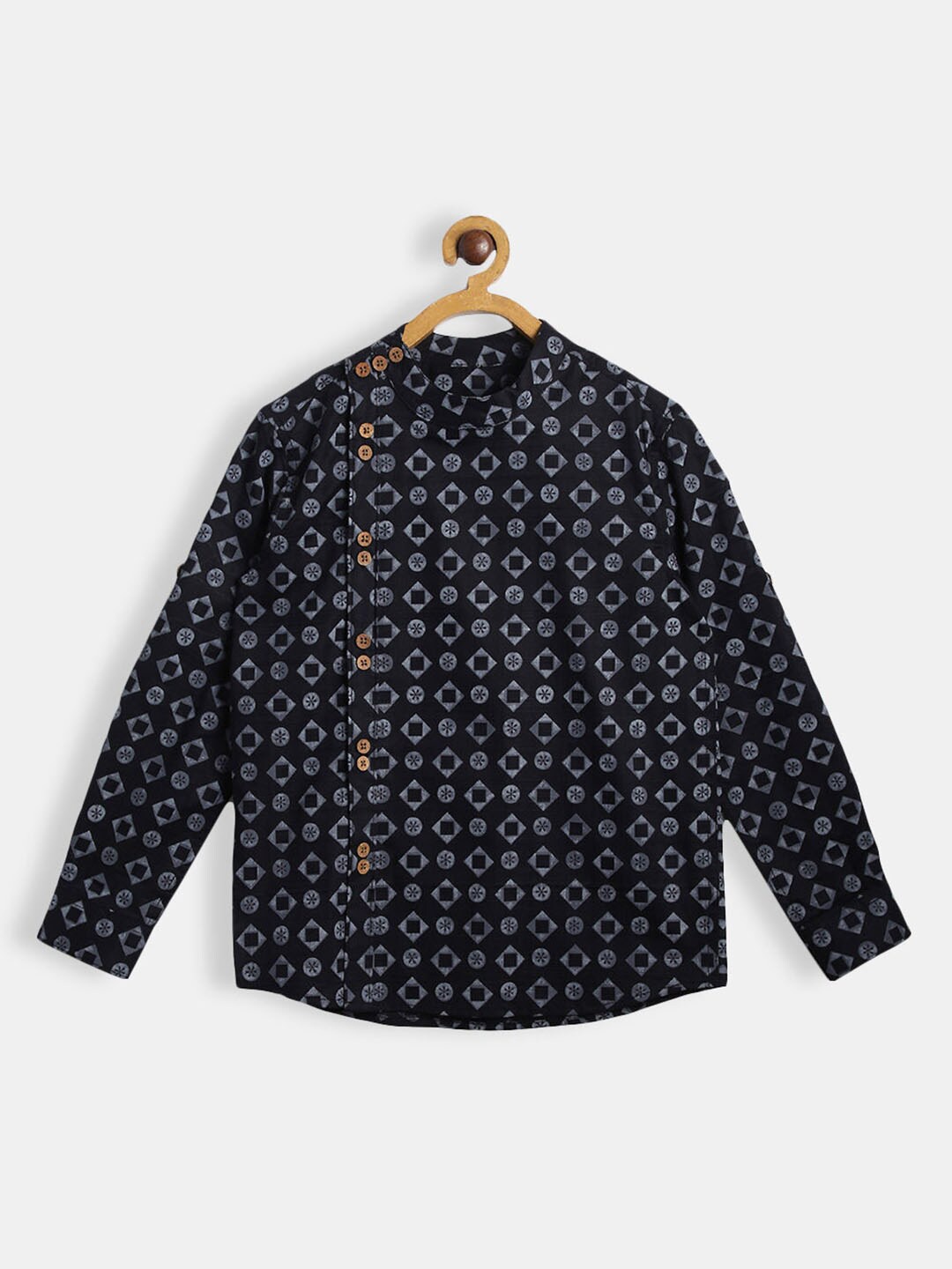 Hopscotch Boys Black Printed Casual Shirt