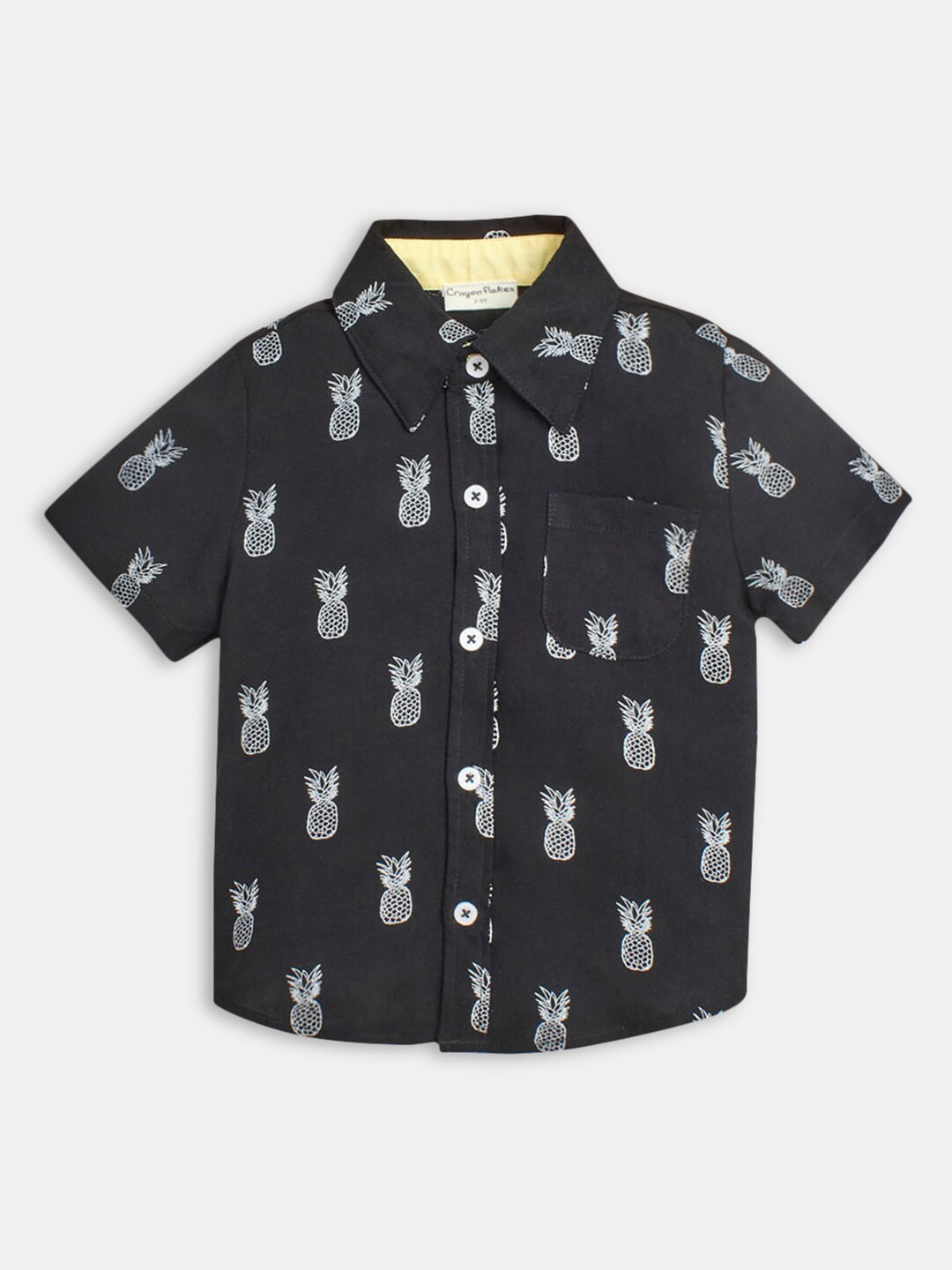 Hopscotch Boys Black Printed Casual Cotton Shirt