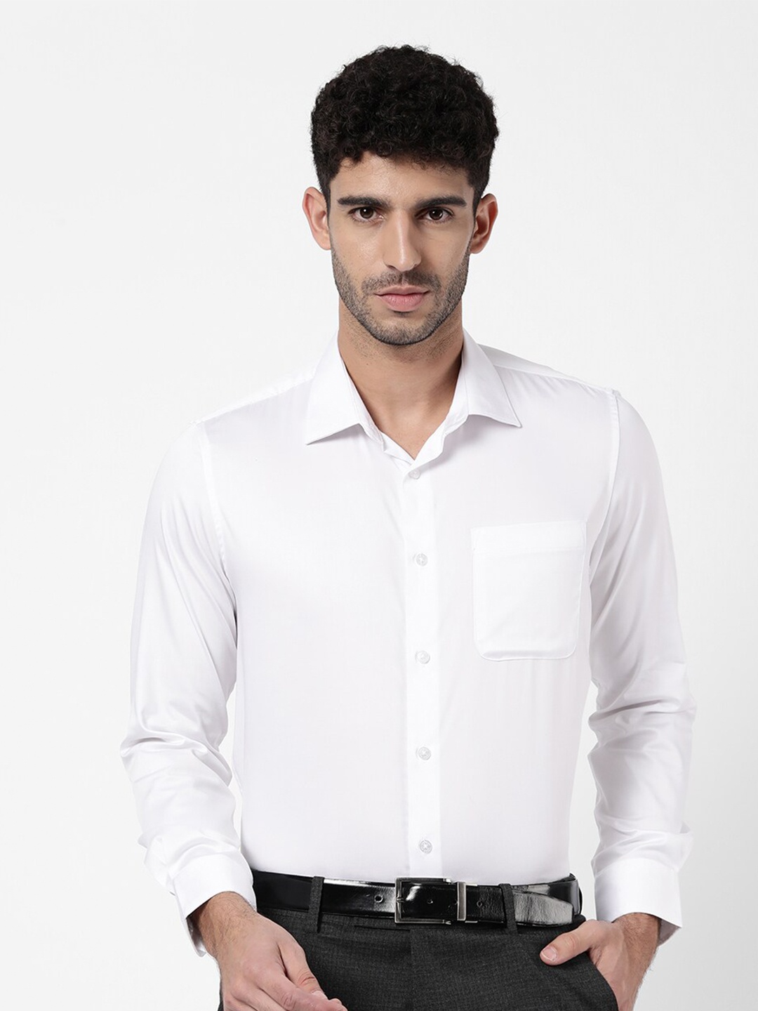 AD By Arvind Men White Formal Cotton Shirt