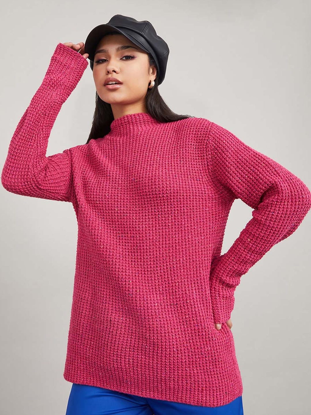 Styli Women Pink Chunky Cable Knit Mixed Yarn Regular Fit Longline Sweater
Styli Women Pink Chunky Cable Knit Mixed Yarn Regular Fit Longline Sweater
