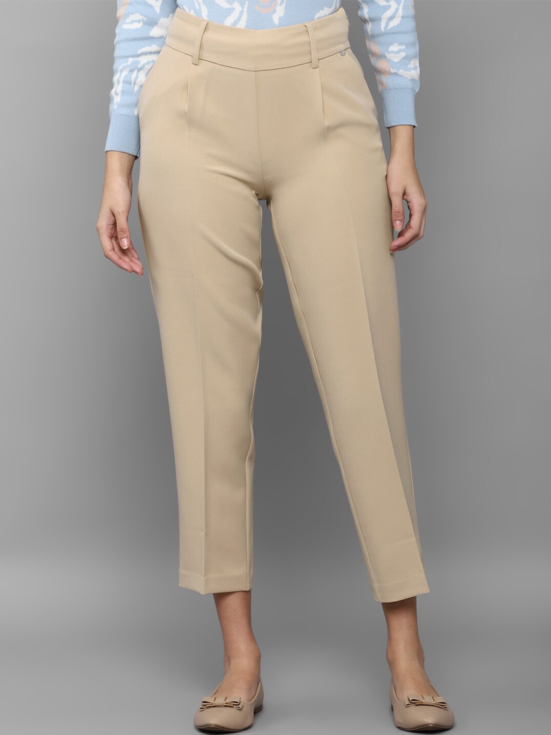 Allen Solly Woman Women Beige Pleated Trousers