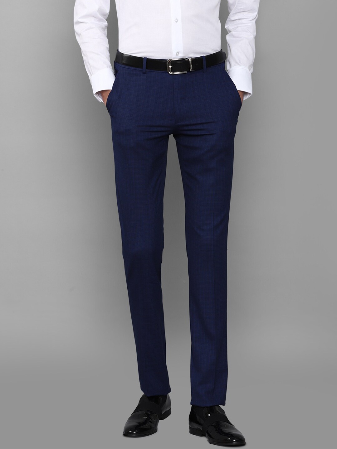 Louis Philippe Men Navy Blue Slim Fit Trousers