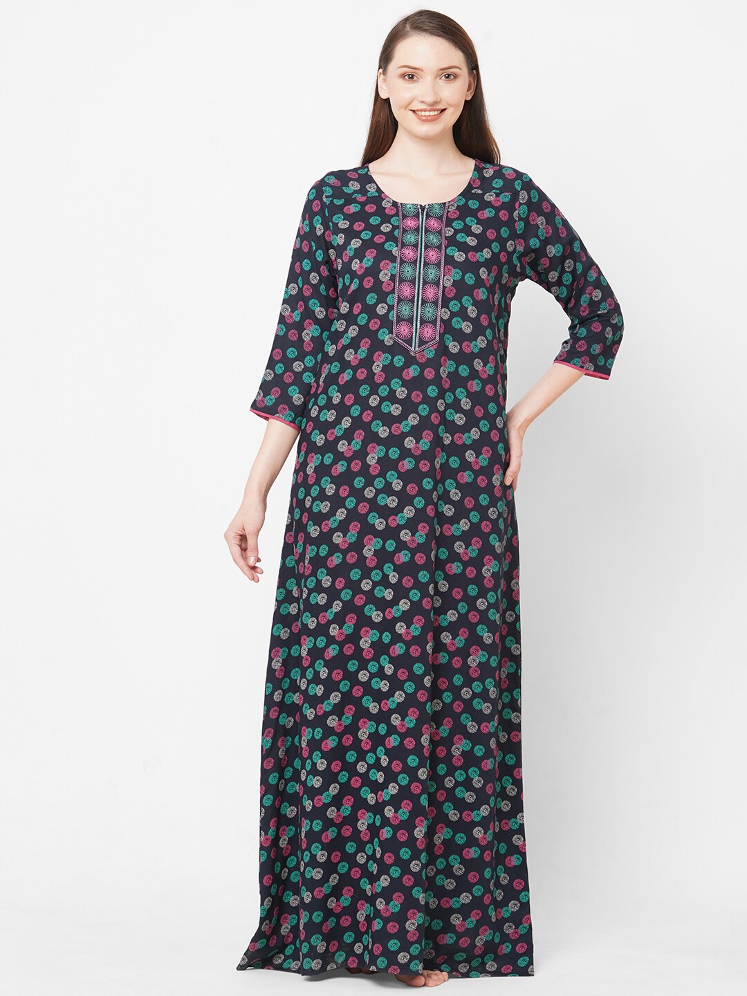 SDL by Sweet Dreams Black Printed Maxi Nightdress