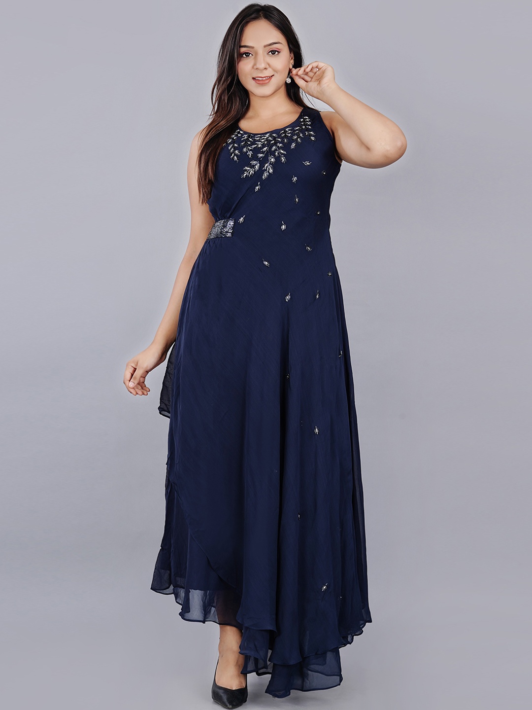 KALINI Women Navy Blue Ethnic Motifs Embroidered Thread Work Georgette Anarkali Kurta
KALINI Women Navy Blue Ethnic Motifs Embroidered Thread Work Georgette Anarkali Kurta