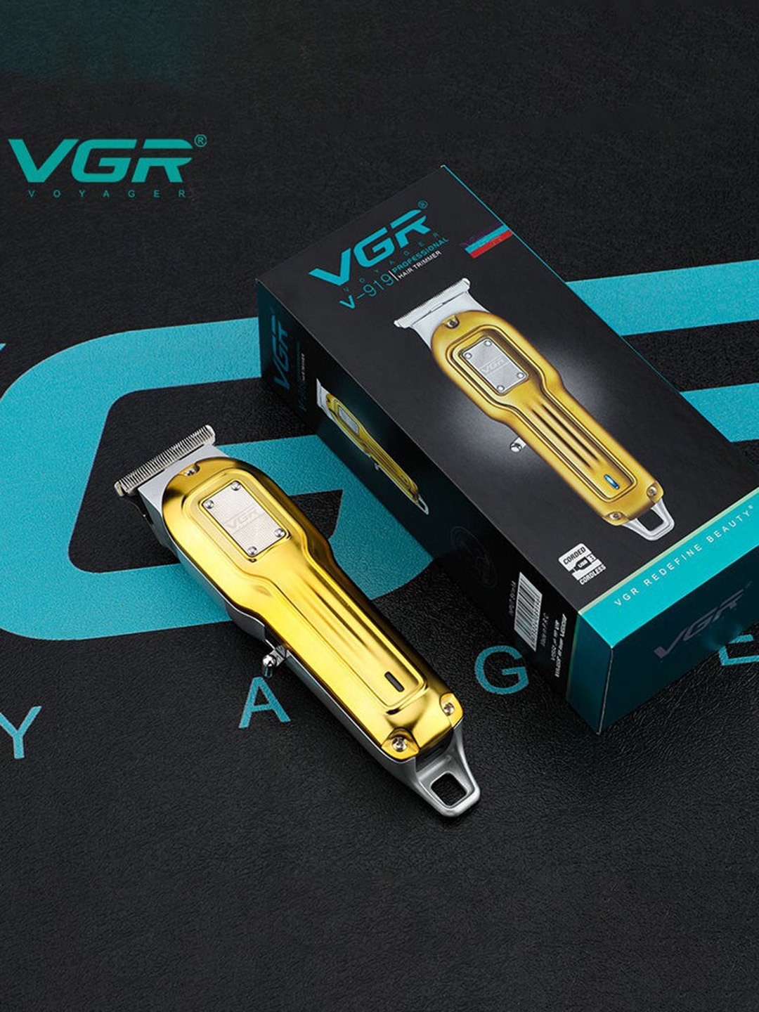 VGR Men Voyager V-919 Corded & Cordless Professional 100 min Runtime Hair Trimmer - Gold