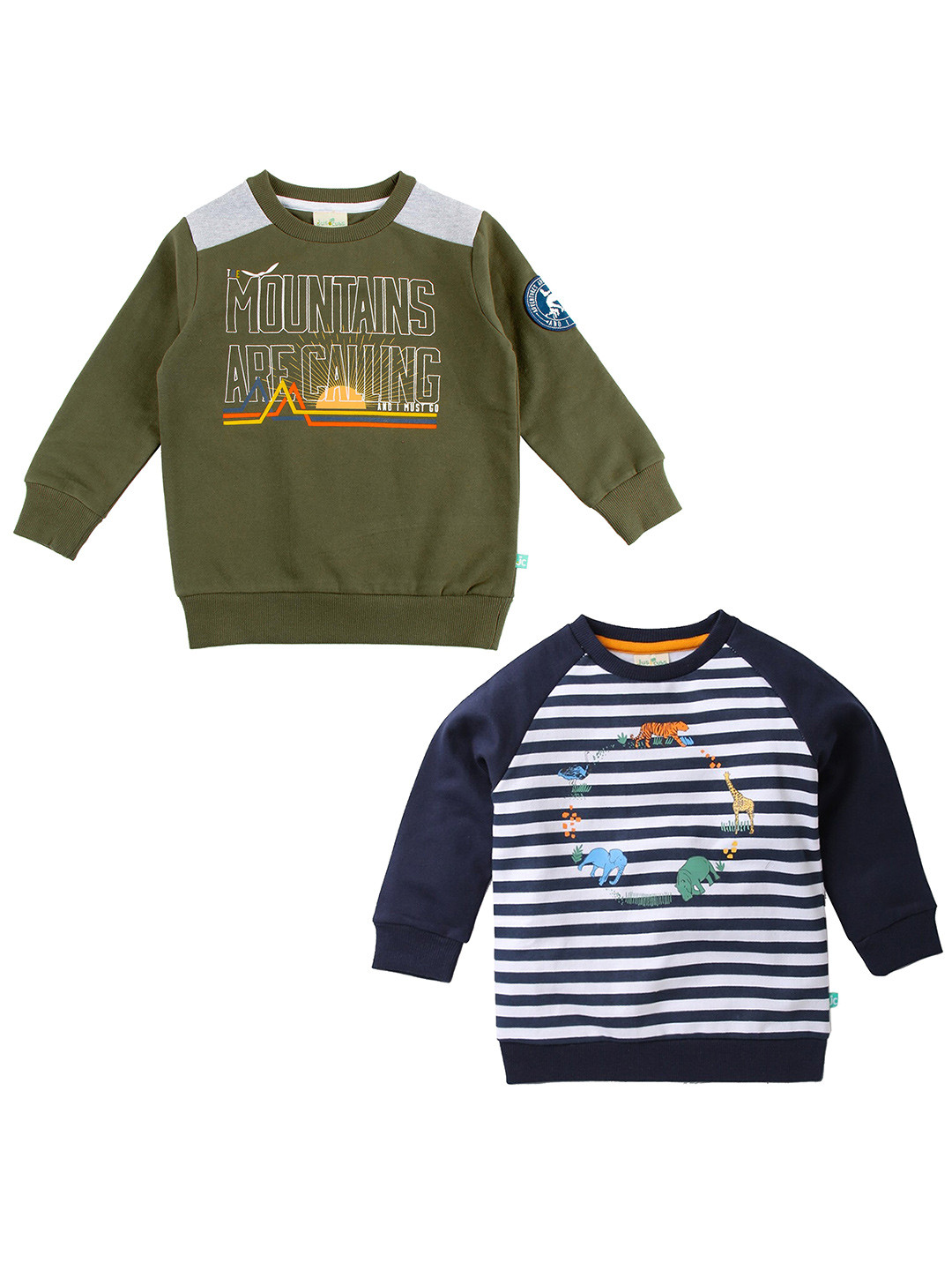 JusCubs Boys Pack Of 2 Printed Sweatshirt, Olive 
JusCubs Boys Pack Of 2 Printed Sweatshirt, Olive
