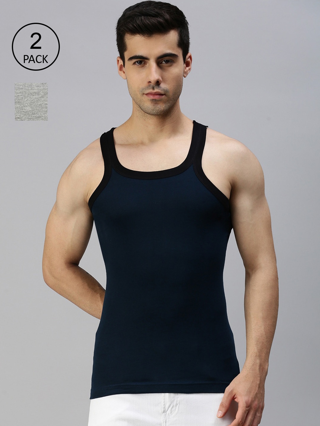Lux Cozi Men Pack Of 2 Grey & Navy Blue Solid Organic Cotton Innerwear Vests
Lux Cozi Men Pack Of 2 Grey & Navy Blue Solid Organic Cotton Innerwear Vests