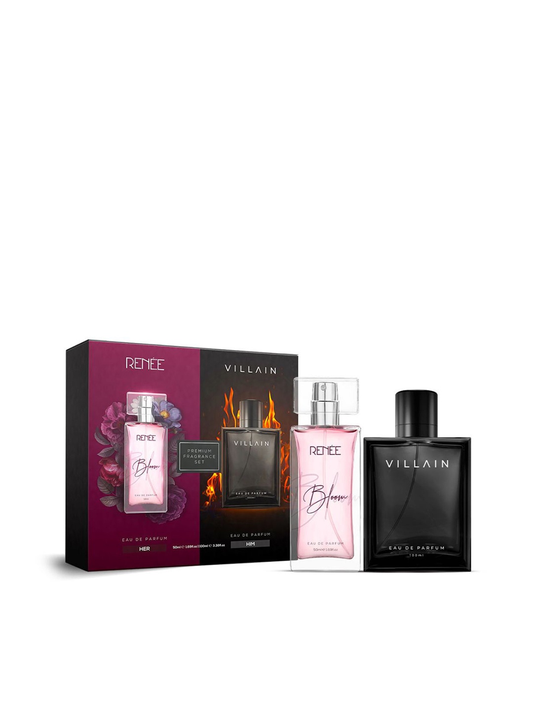 RENEE x VILLAIN Eau De Parfum Premium Fragrance Set, Bloom 50ml & Classic 100ml, Multi
RENEE x VILLAIN Eau De Parfum Premium Fragrance Set, Bloom 50ml & Classic 100ml, Multi