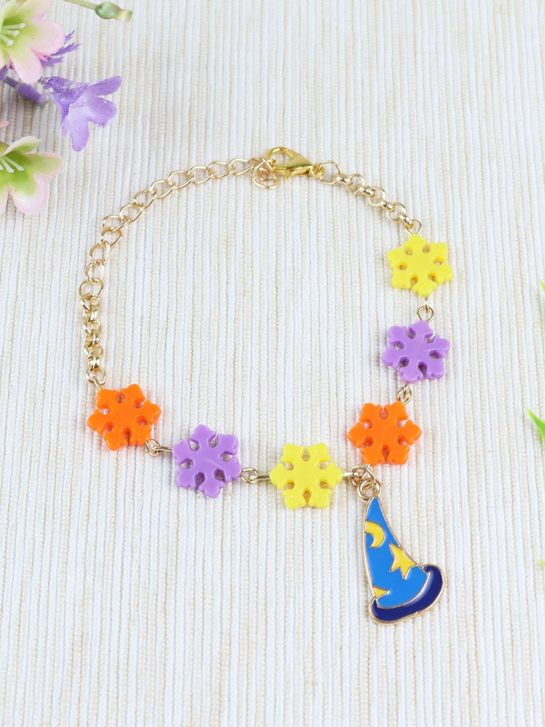 Asthetika Kids Girls Orange & Purple Link Bracelet