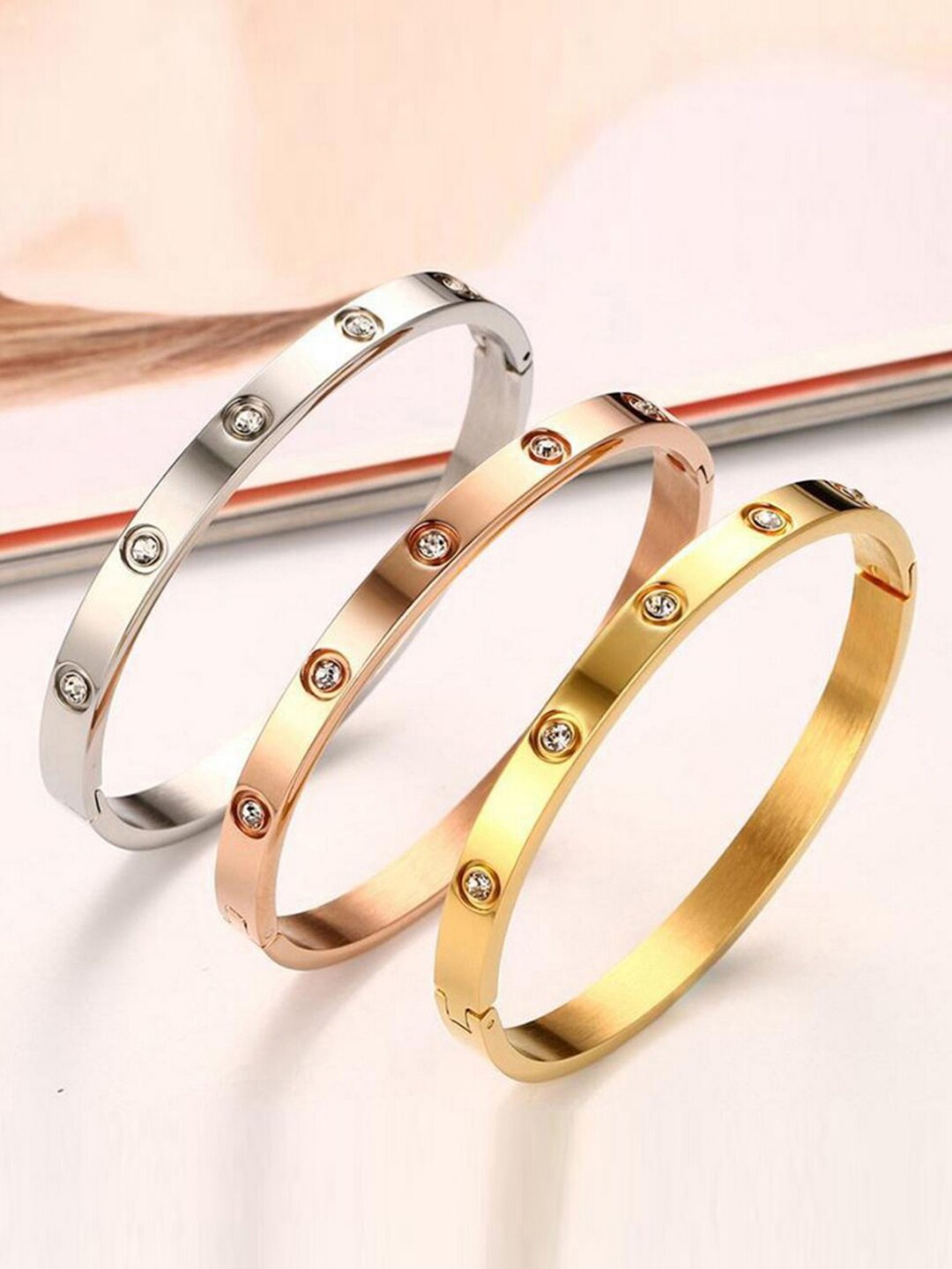 Designs By Jewels Galaxy Women Rose Gold & Silver-Toned American Diamond Bangle-Style Bracelet
Designs By Jewels Galaxy Women Rose Gold & Silver-Toned American Diamond Bangle-Style Bracelet