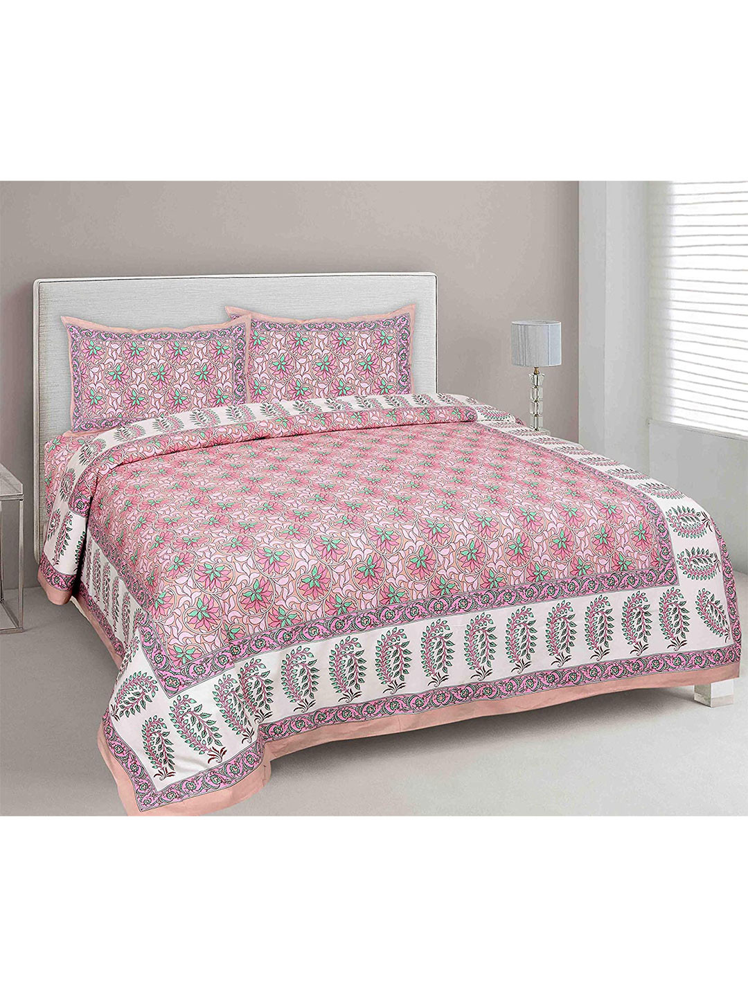 EasyGoods 240 TC Peach-Coloured & White Pure Cotton King Bedsheet with 2 Pillow Covers
EasyGoods 240 TC Peach-Coloured & White Pure Cotton King Bedsheet with 2 Pillow Covers