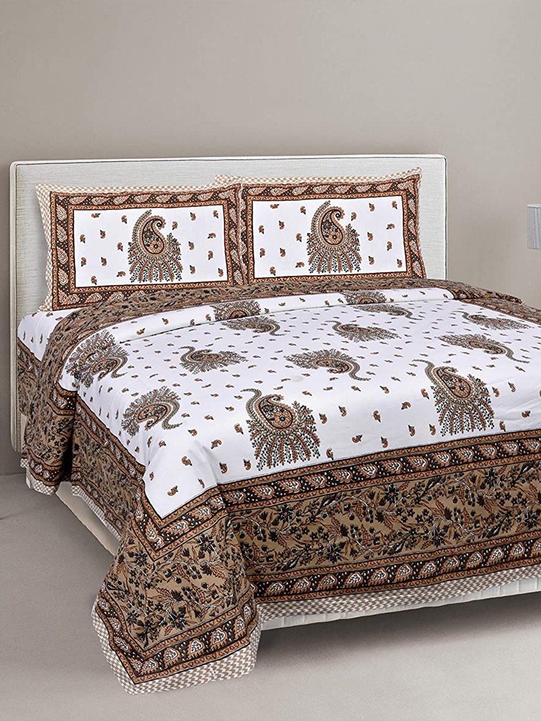 EasyGoods White & Brown Ethnic Motifs 300 TC Cotton King Bedsheet with 2 Pillow Covers
EasyGoods White & Brown Ethnic Motifs 300 TC Cotton King Bedsheet with 2 Pillow Covers