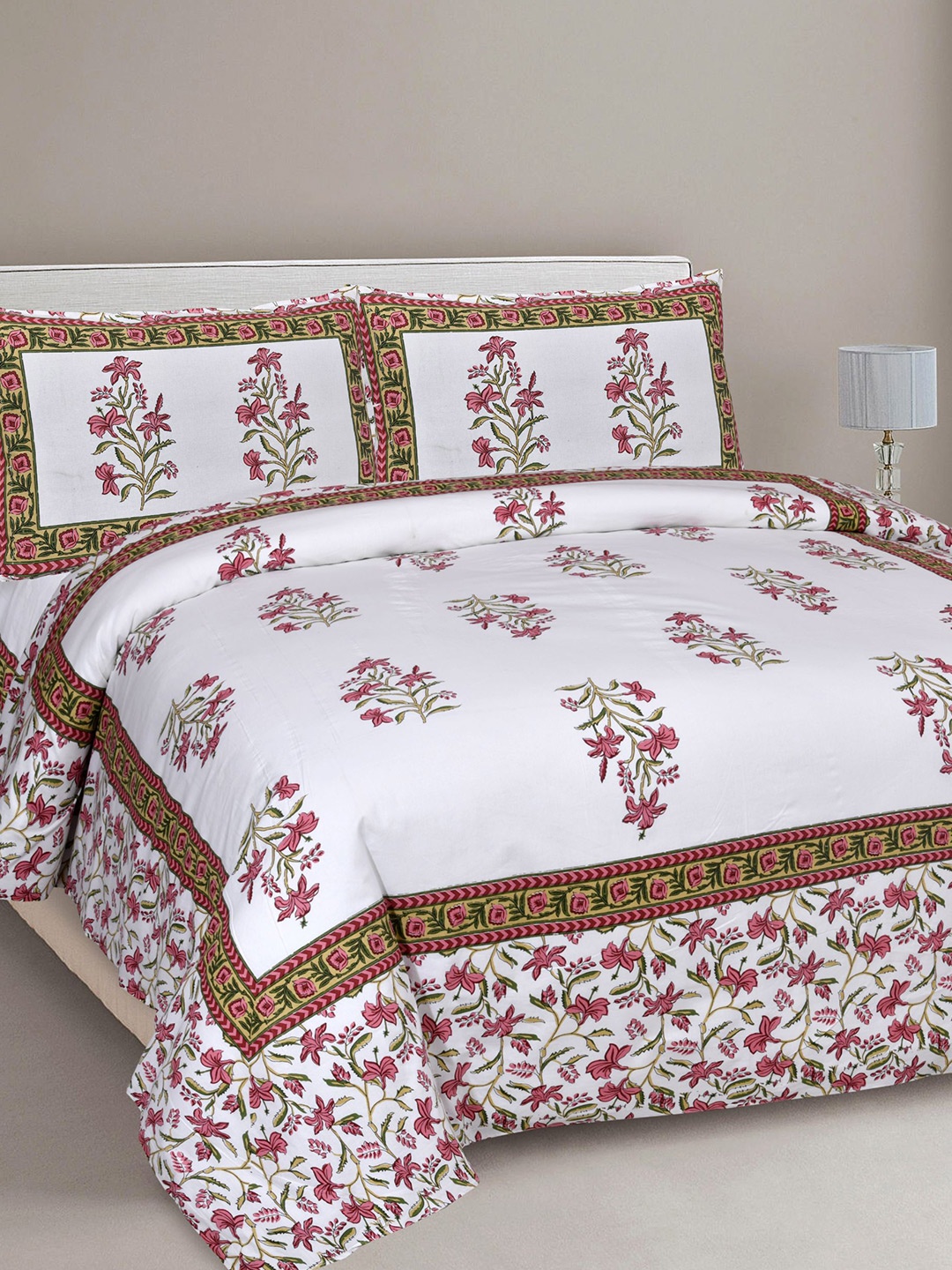EasyGoods White & Pink Printed 240 TC Pure cotton King Bedsheet with 2 Pillow Covers
EasyGoods White & Pink Printed 240 TC Pure cotton King Bedsheet with 2 Pillow Covers