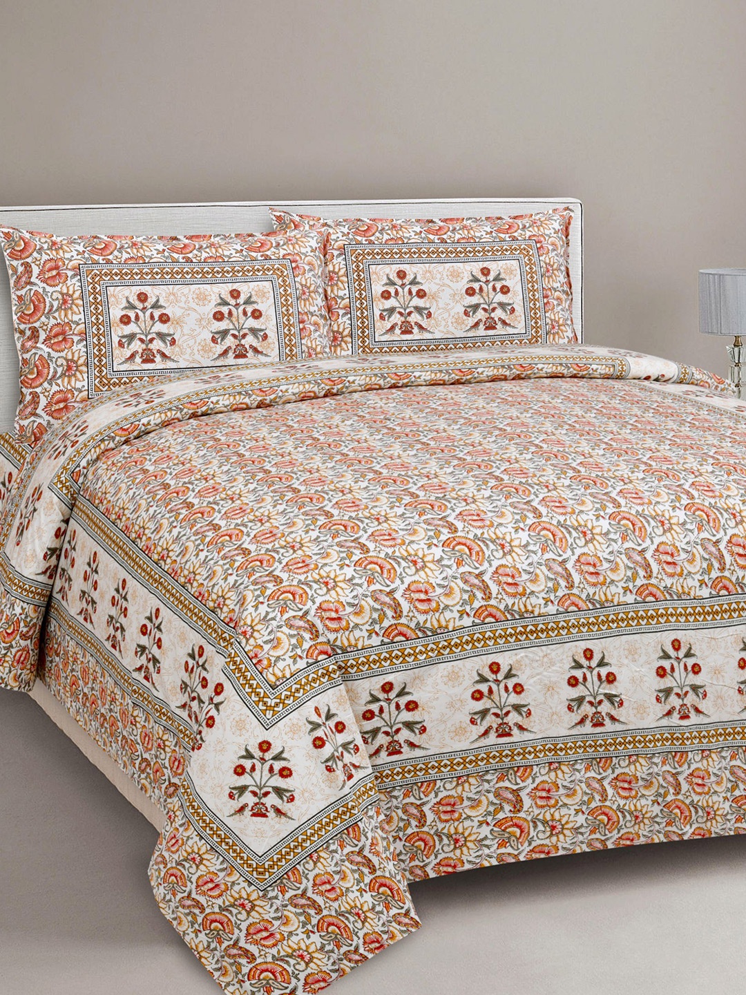 EasyGoods Cream-Coloured & Red Ethnic Motifs 240 TC Pure Cotton King Bedsheet with 2 Pillow Covers
EasyGoods Cream-Coloured & Red Ethnic Motifs 240 TC Pure Cotton King Bedsheet with 2 Pillow Covers