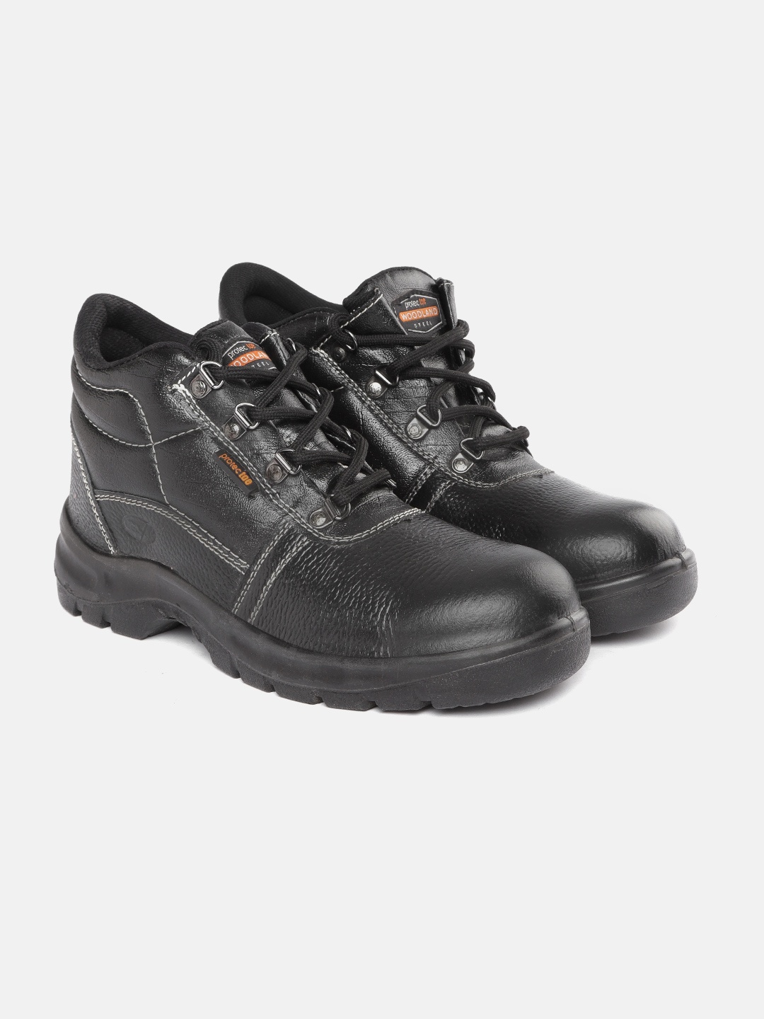Woodland Men Black Solid Leather Regular Boots