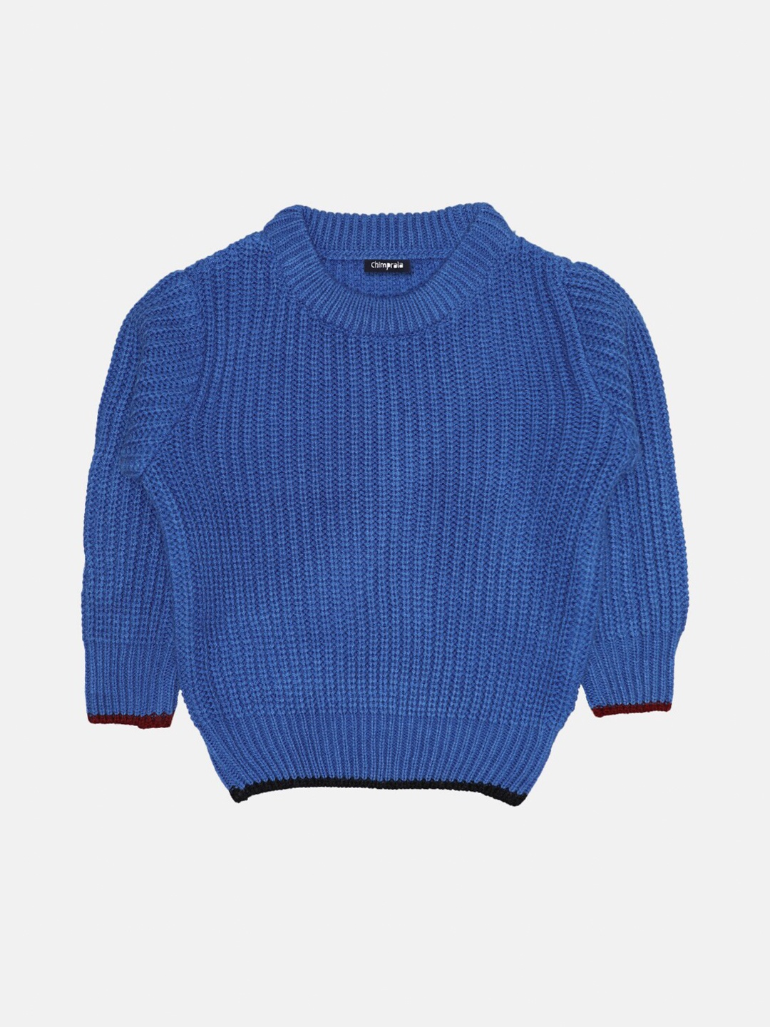 CHIMPRALA Boys Blue Ribbed Pullover