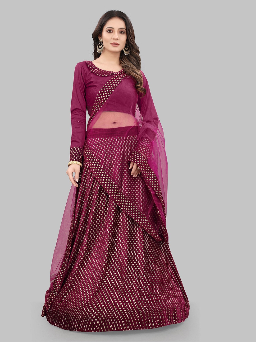 JSItaliya Purple Embellished Foil Print Semi-Stitched Lehenga & Unstitched Blouse With Dupatta
JSItaliya Purple Embellished Foil Print Semi-Stitched Lehenga & Unstitched Blouse With Dupatta