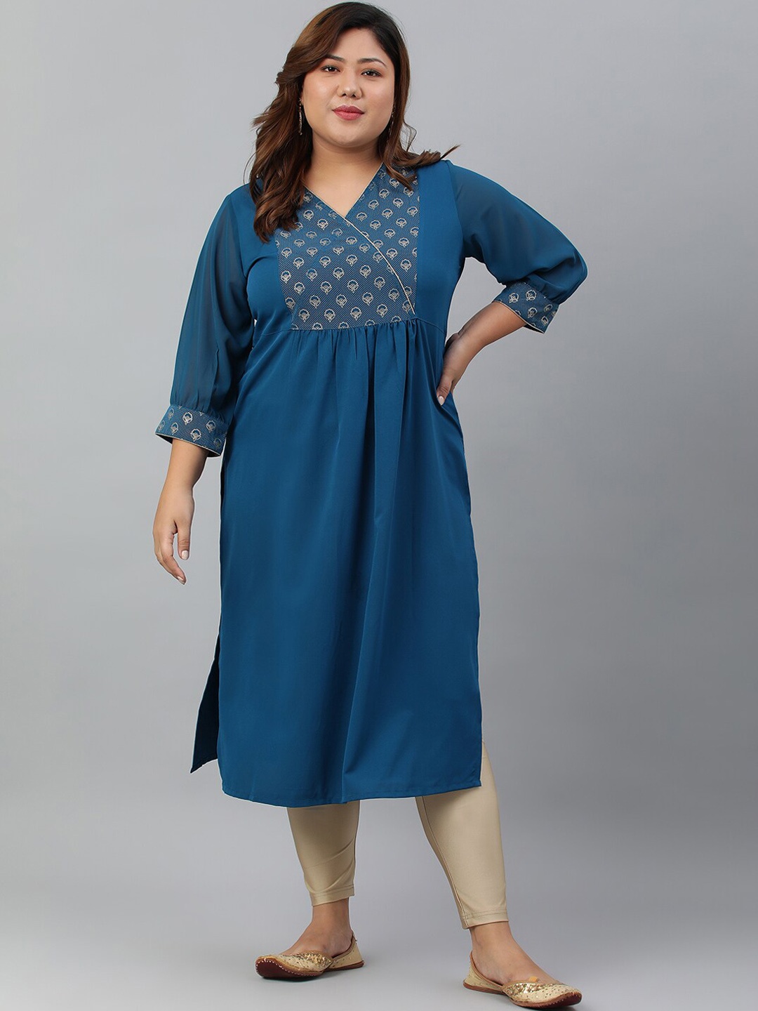 XL LOVE by Janasya Women Plus Size Teal Ethnic Motifs Yoke Design Thread Work Poly Crepe Straight Kurta
XL LOVE by Janasya Women Plus Size Teal Ethnic Motifs Yoke Design Thread Work Poly Crepe Straight Kurta