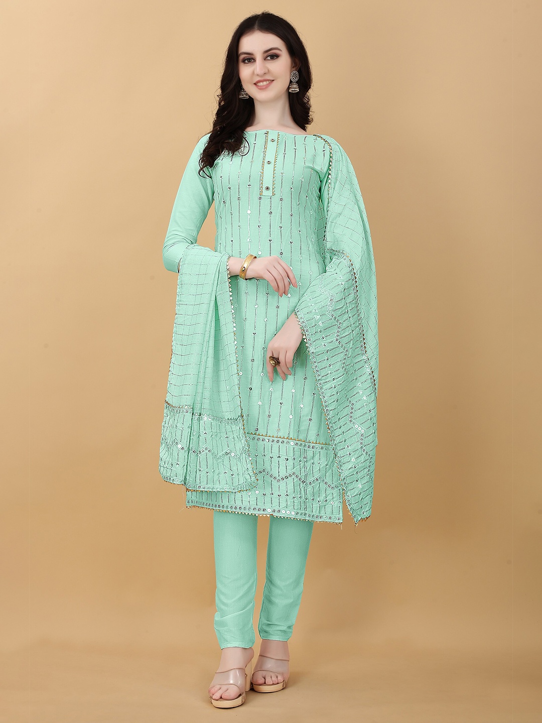 APPLIX STYLE Women Blue & Silver-Toned Embroidered Pure Cotton Unstitched Dress Material
APPLIX STYLE Women Blue & Silver-Toned Embroidered Pure Cotton Unstitched Dress Material