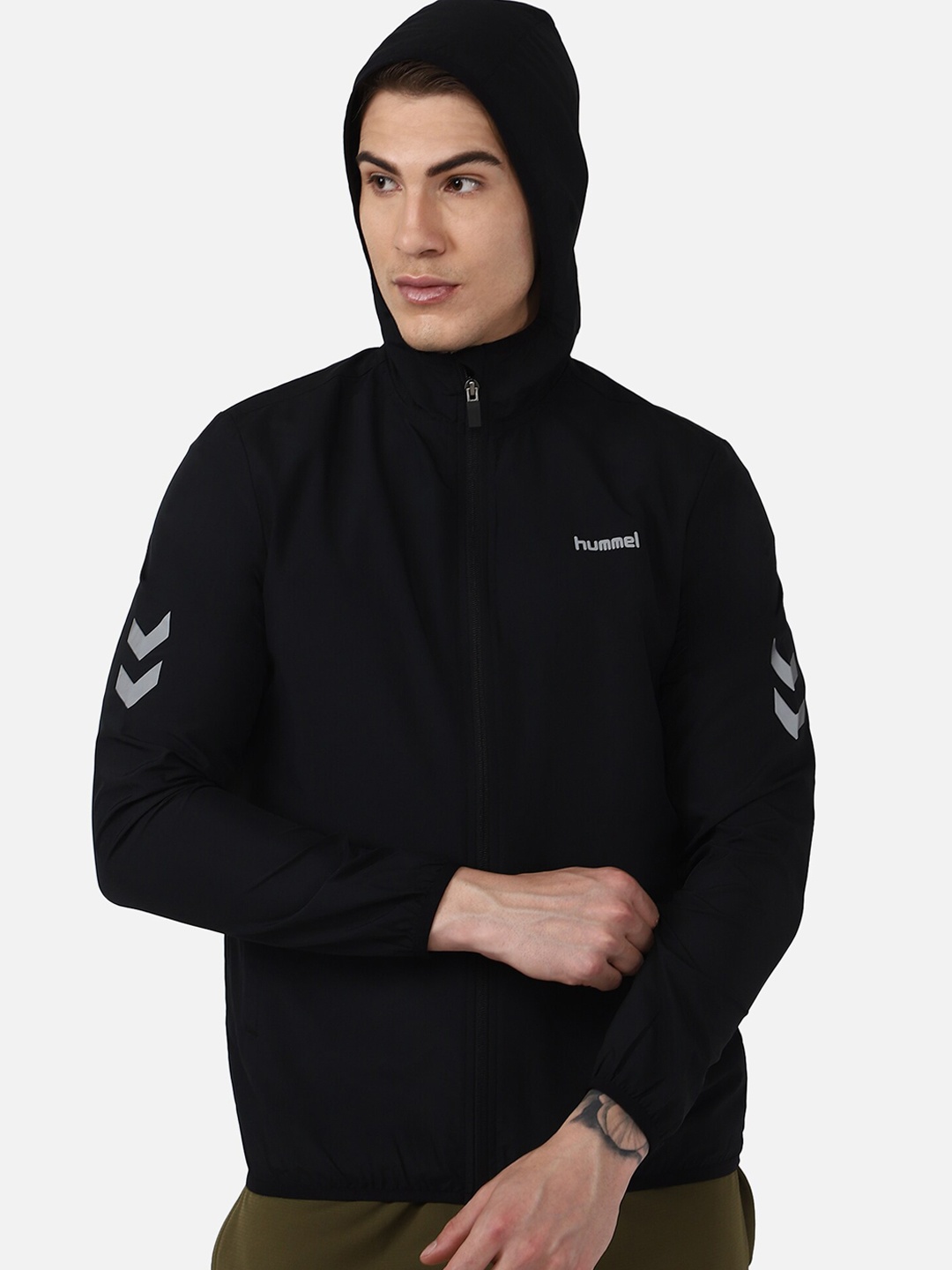 hummel Men Black Lightweight Outdoor Sporty Jacket