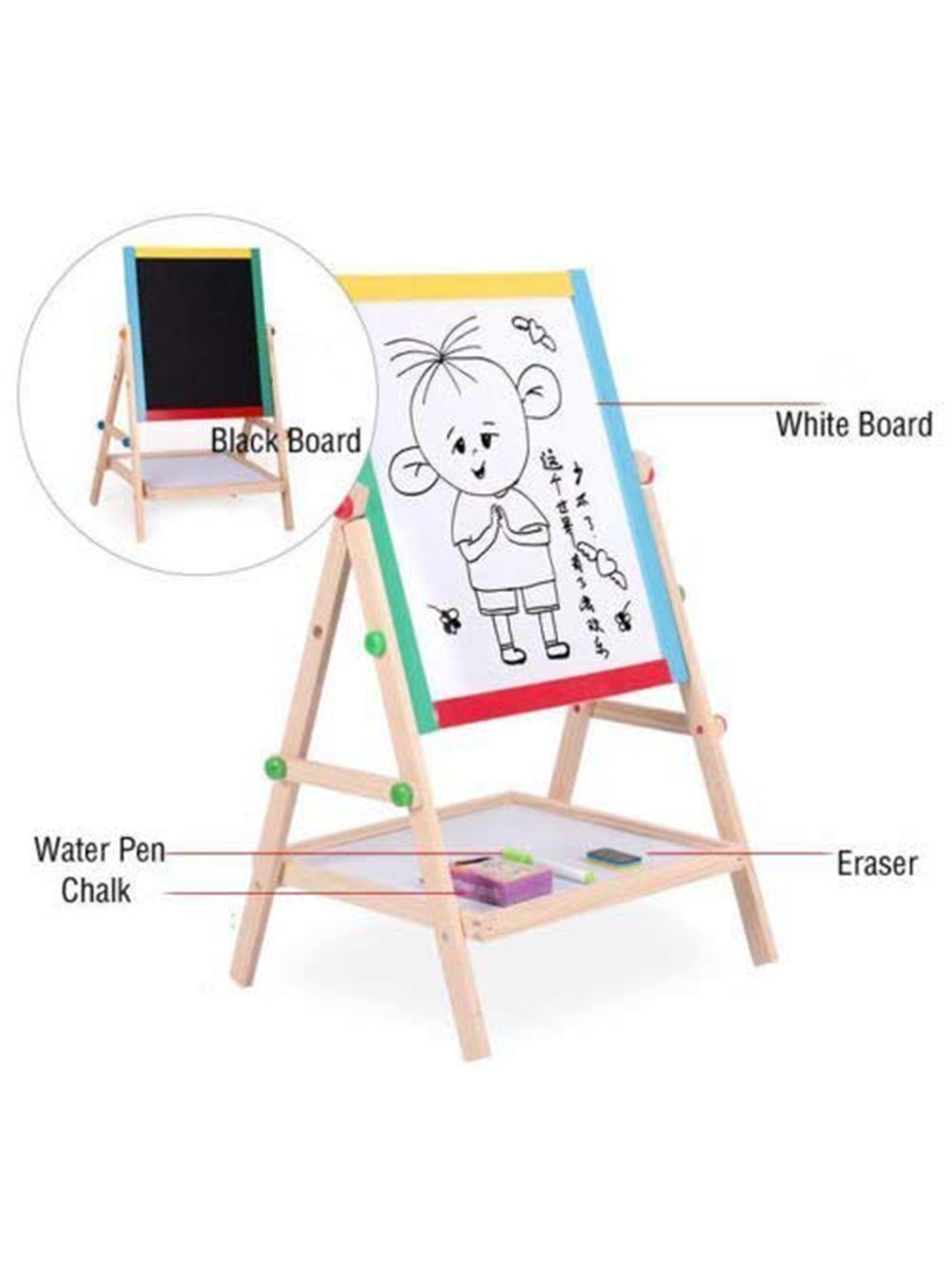 CHOCOZONE Kids Black Double Side Wooden Easel Board with Magnetic Letters for Drawing & Writing
CHOCOZONE Kids Black Double Side Wooden Easel Board with Magnetic Letters for Drawing & Writing
