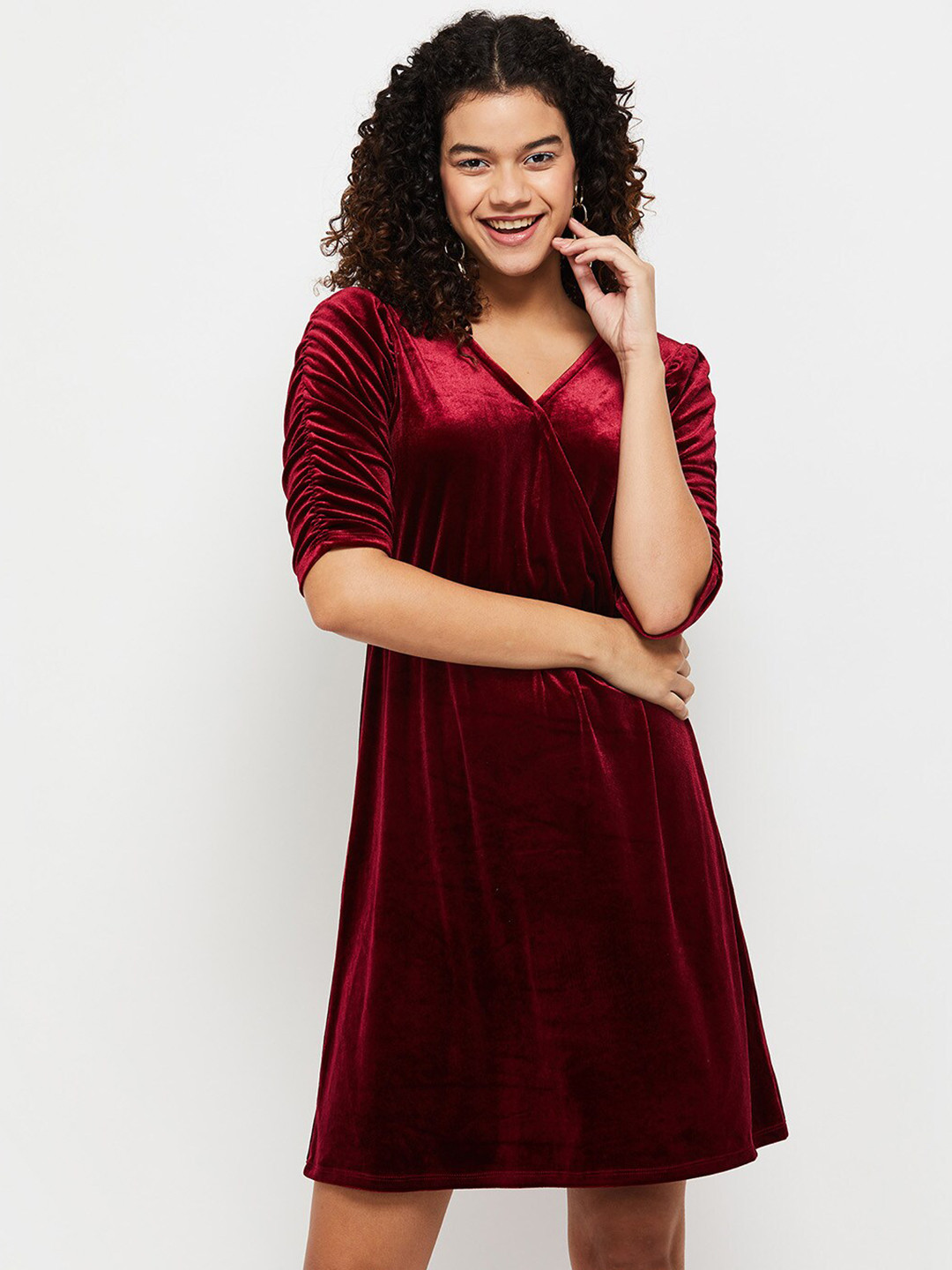 max Women Red Solid Wrap Dress
max Women Red Solid Wrap Dress