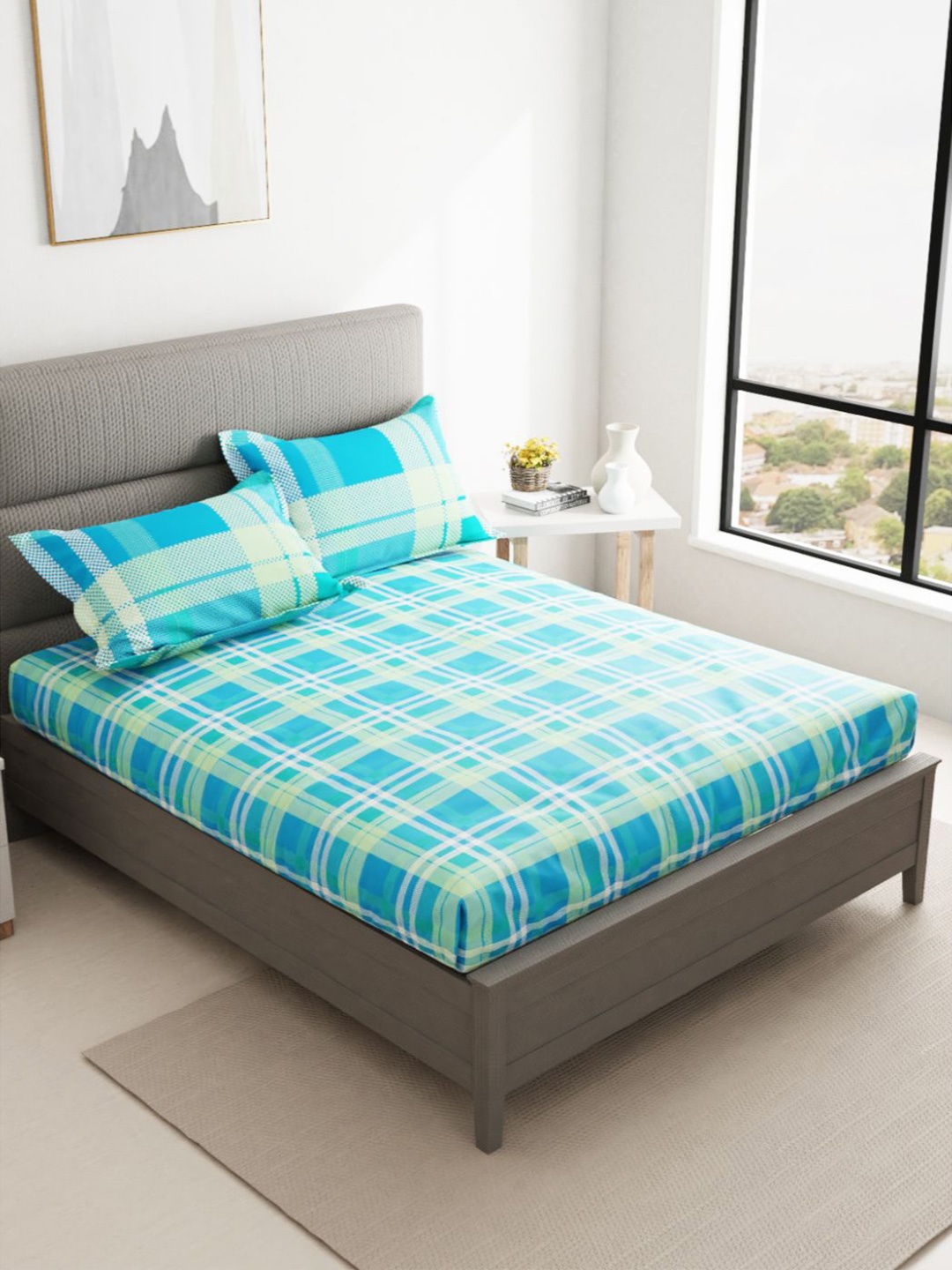 BIANCA Turquoise Blue & Green Cotton Geometric 144 TC Single Bedsheet with 2 Pillow Covers
BIANCA Turquoise Blue & Green Cotton Geometric 144 TC Single Bedsheet with 2 Pillow Covers