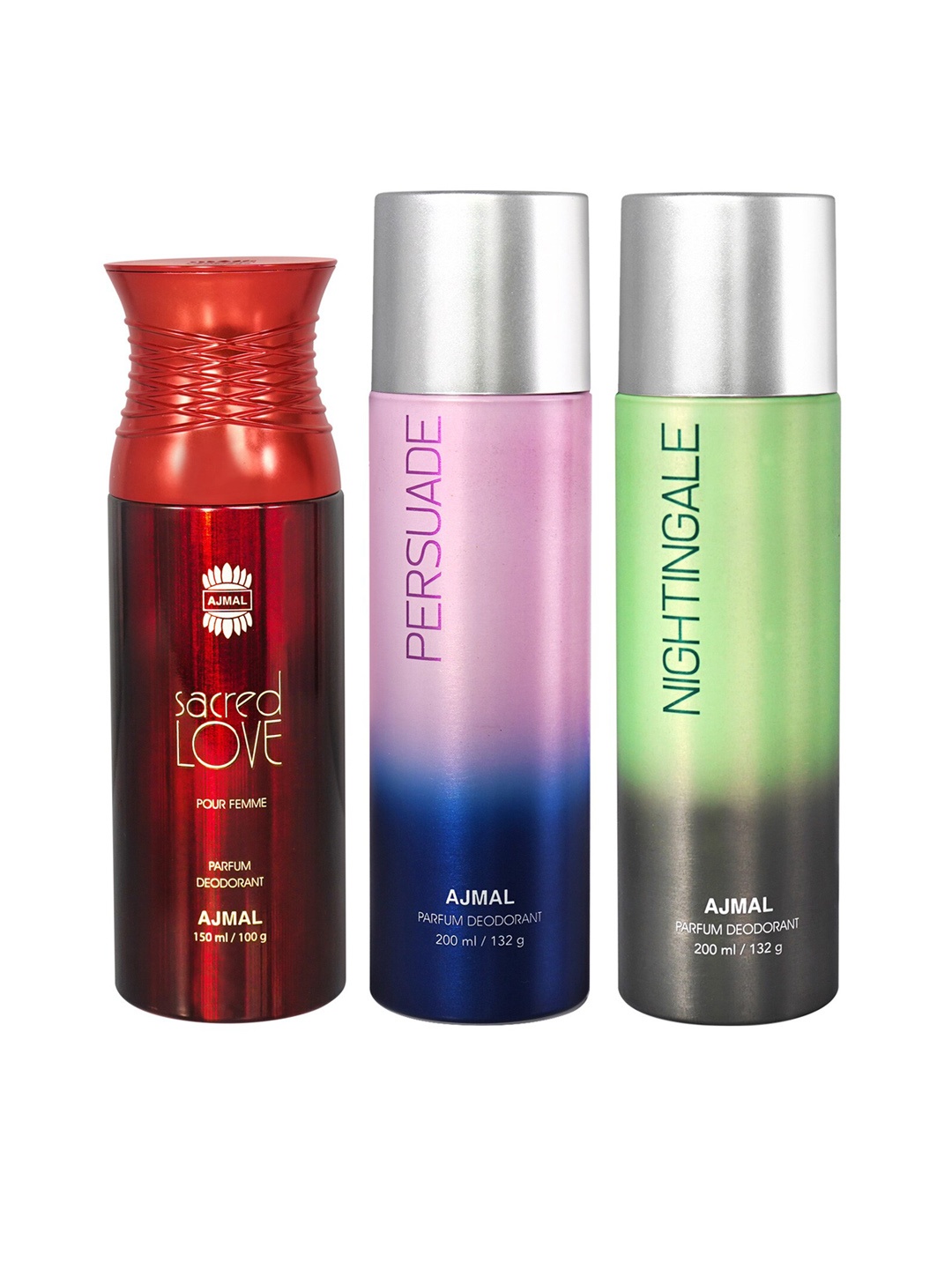Ajmal Set of Nightingale 200 ml + Sacred Love 150 ml + Persuade 200 ml Deodorants, Red
Ajmal Set of Nightingale 200 ml + Sacred Love 150 ml + Persuade 200 ml Deodorants, Red