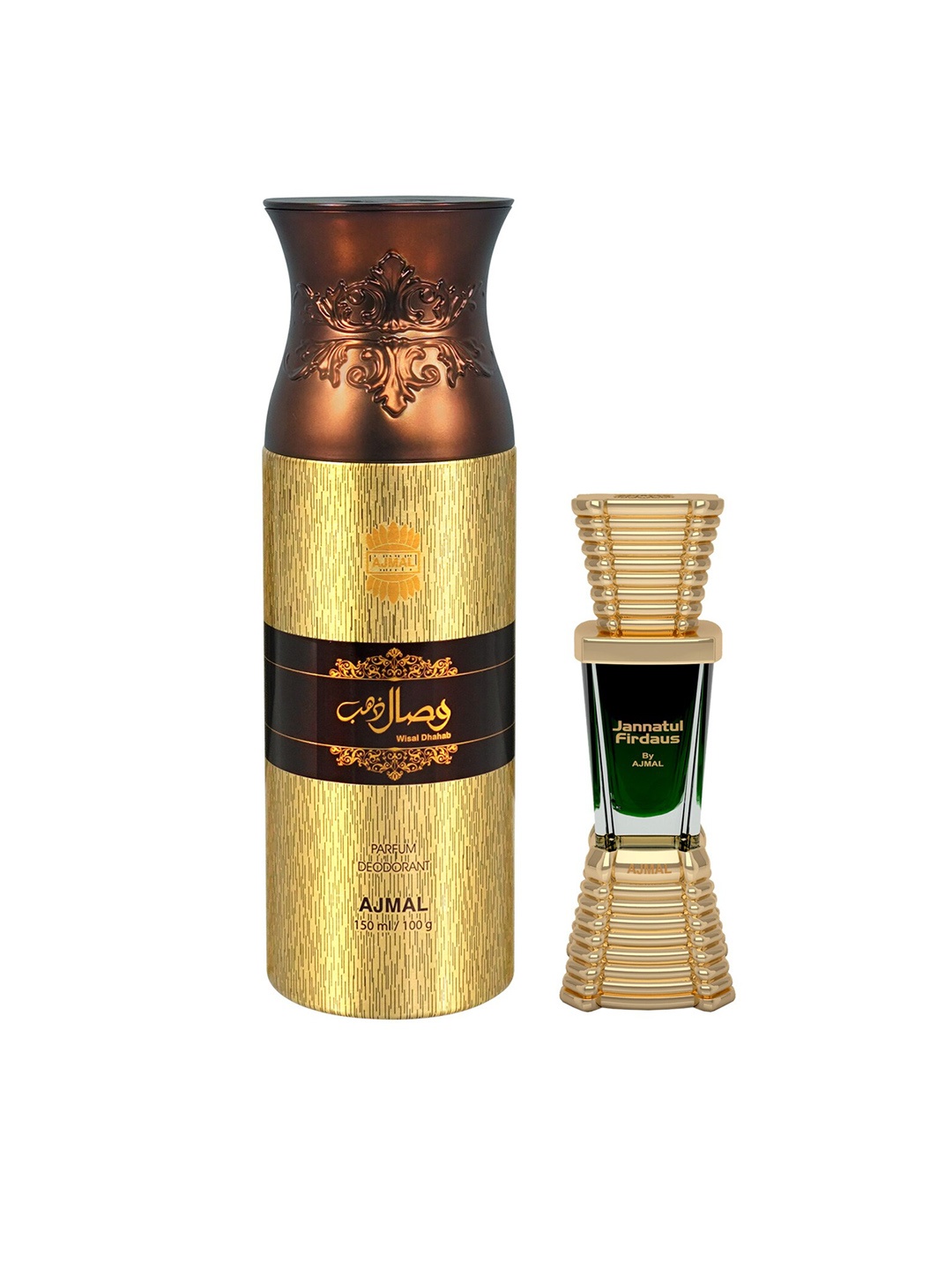 Ajmal Combo Of Wisal Dhahab Deodorant 150ml & Jannatul Firdaus Perfume 10 ml, Gold
Ajmal Combo Of Wisal Dhahab Deodorant 150ml & Jannatul Firdaus Perfume 10 ml, Gold