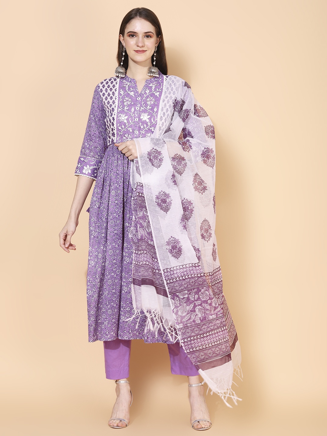 FASHOR Women Purple Floral Printed Pleated Pure Cotton Kurta with Trousers & With Dupatta
FASHOR Women Purple Floral Printed Pleated Pure Cotton Kurta with Trousers & With Dupatta