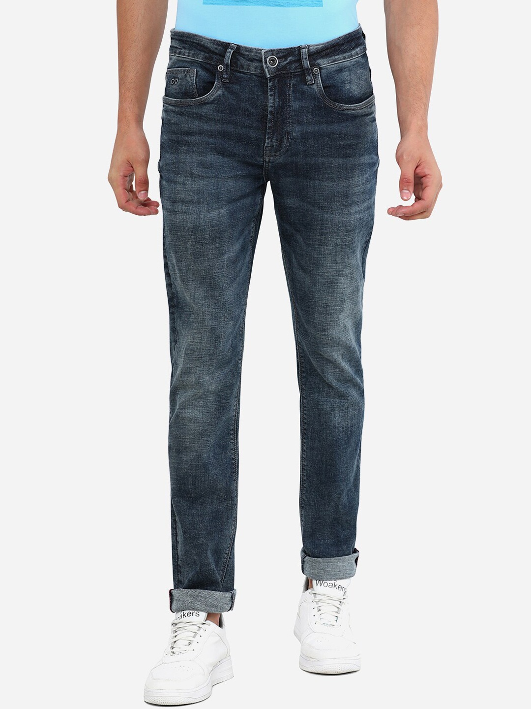 JADE BLUE Men Blue Slim Fit Heavy Fade Jeans