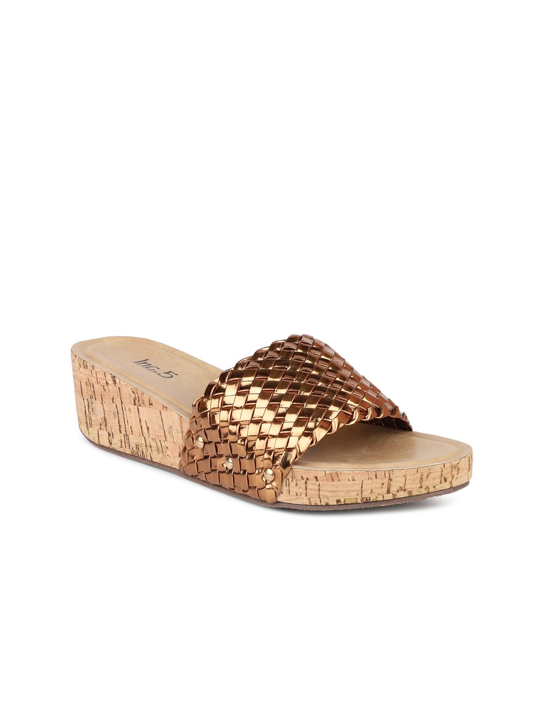 Inc 5 Gold-Toned Wedge Sandals