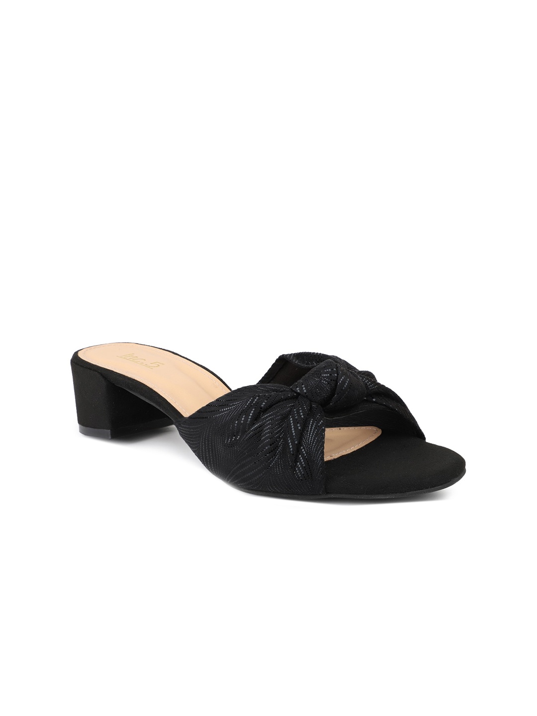 Inc 5 Women Black Textured Synthetic Block Heels